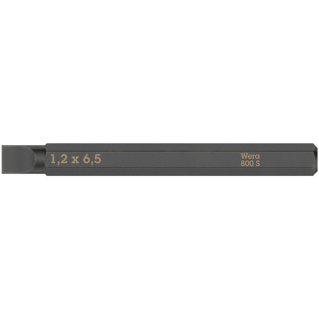 Wera 800 S Slotted Bit For Impact Screwdrivers, 1.2x6.5x70-mm.
