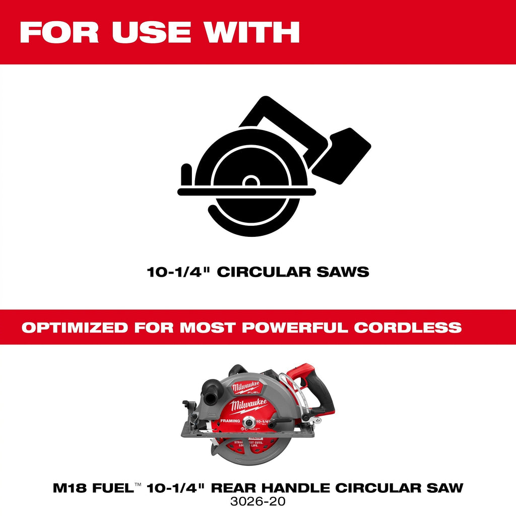 Milwaukee 10-1/4” 28-Tooth Thick Kerf Framing Circular Saw Blade (48-40-1048)