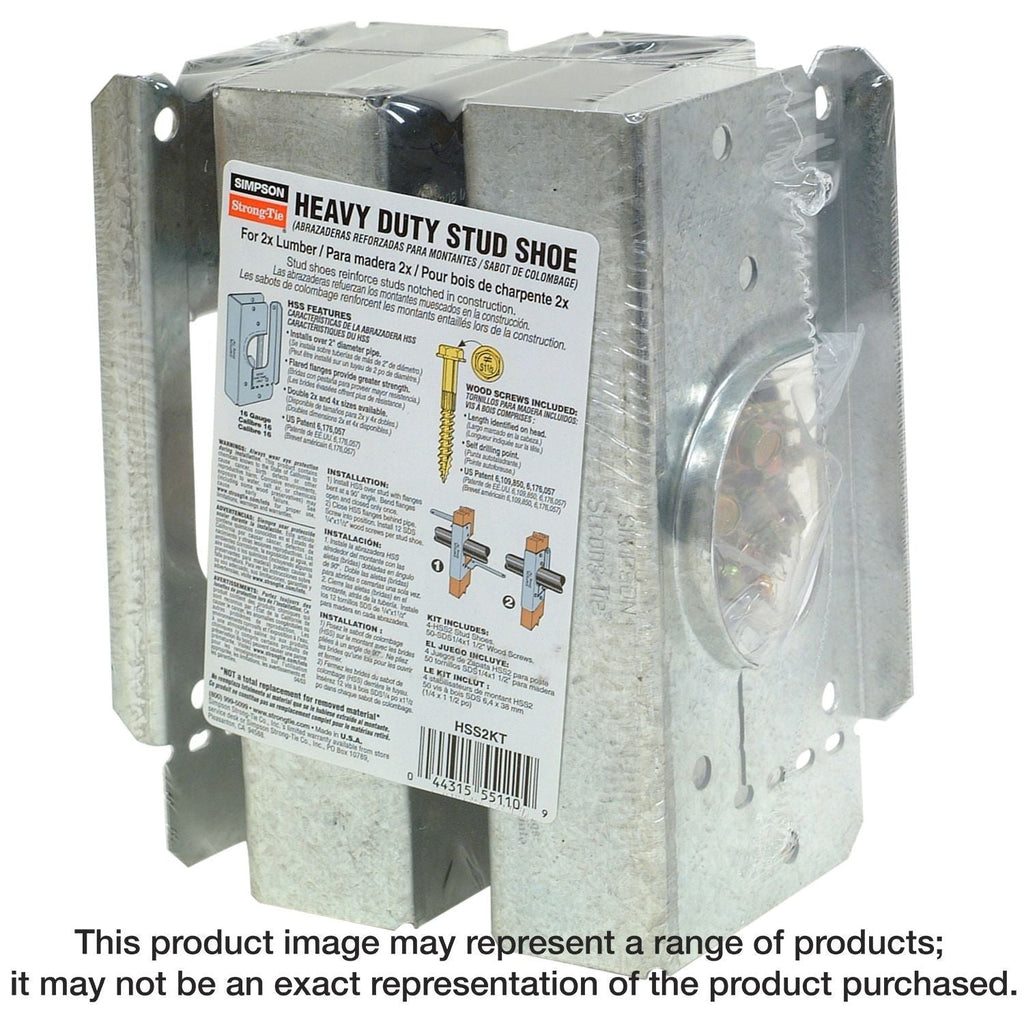 Simpson Strong-Tie HSS2KT HSS Galvanized Stud Shoe for 2x, with Strong-Drive SDS Screws, 4-Pack