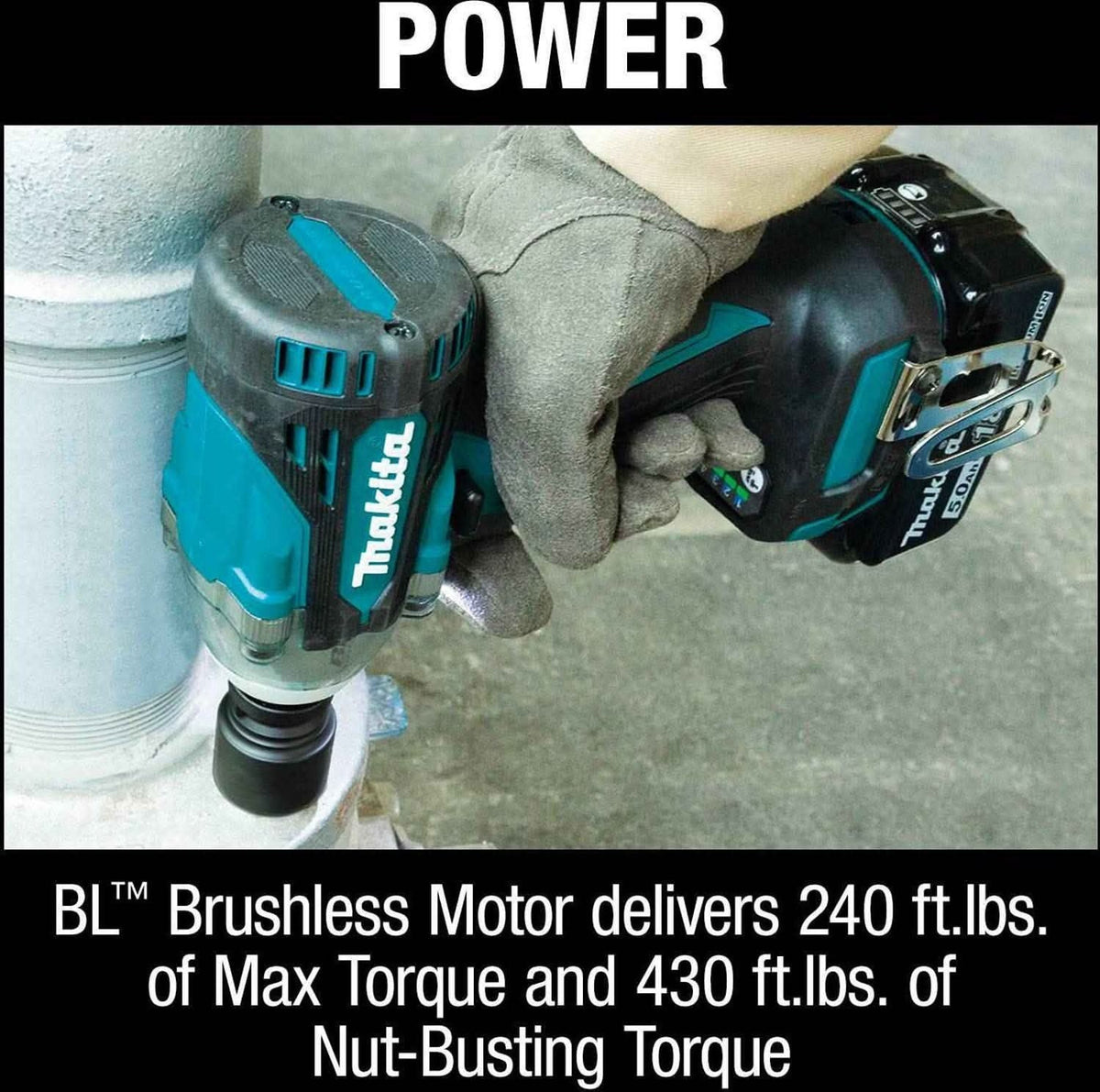 Makita XWT15T 18V LXT Lithium-Ion Brushless Cordless 4-Speed 1/2" Sq. Drive Impact Wrench Kit w/ Detent Anvil (5.0Ah)