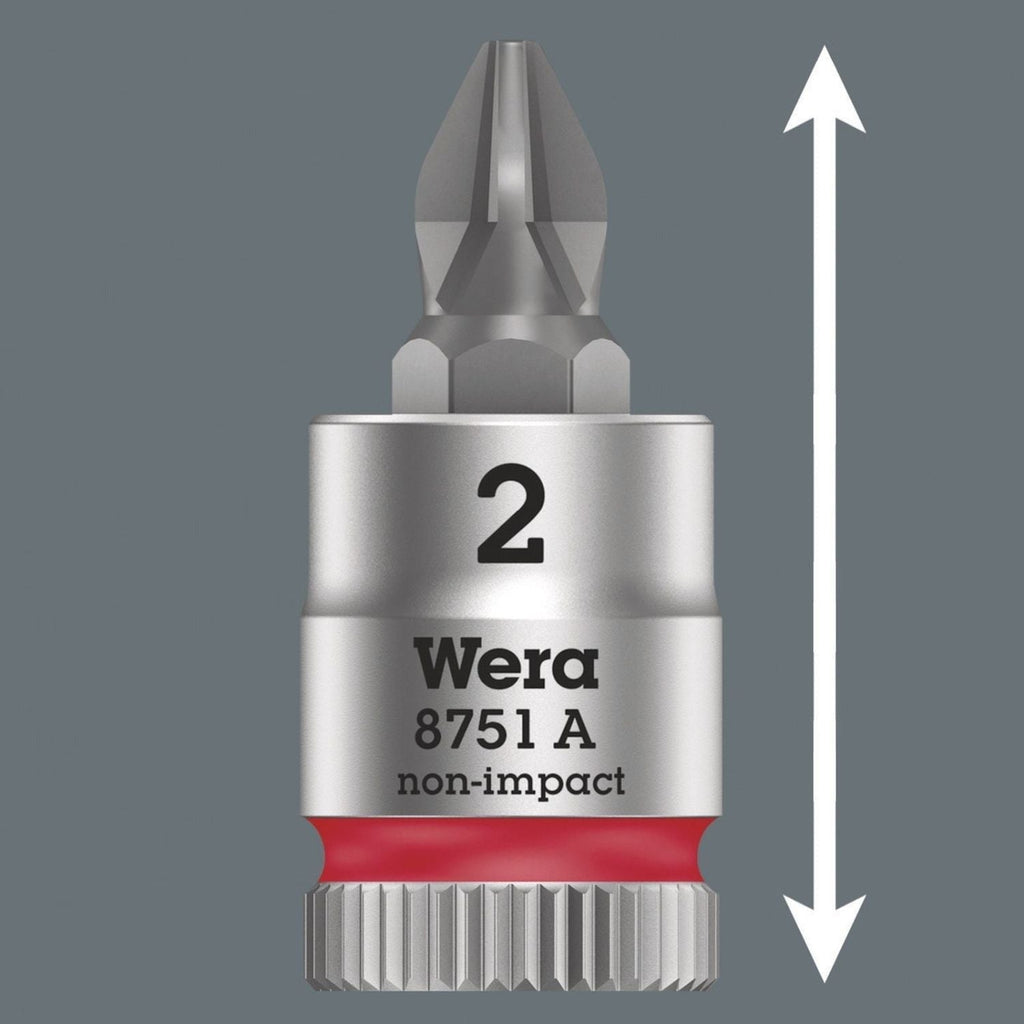 Wera 8751 A Phillips Zyklop Bit Socket, 1/4-in. Drive, Ph 1x28-mm.