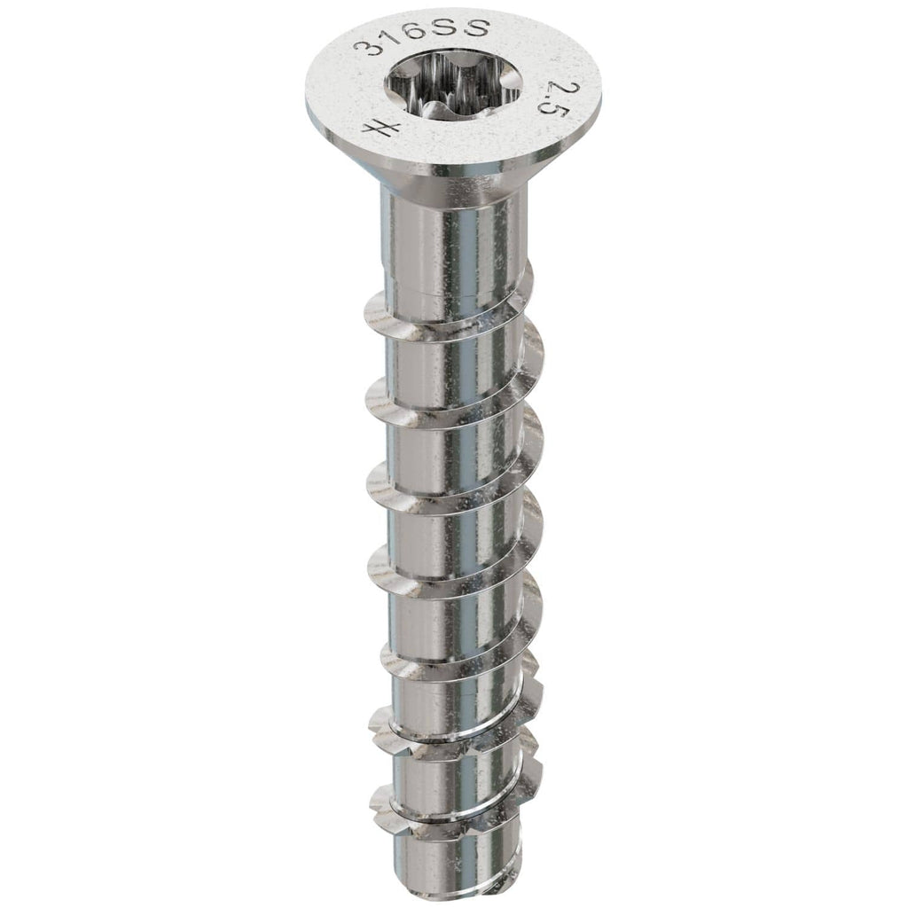 Simpson Strong-Tie THD37212CS6SS Titen HD 3/8-in. x 2-1/2-in. Type 316 SS Countersunk Head Heavy-Duty Screw Anchor, 25-Pack