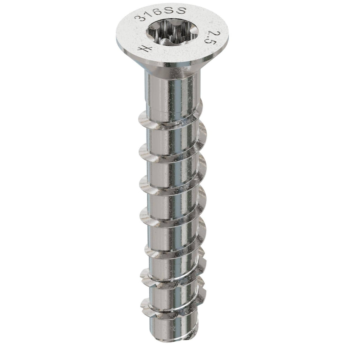Simpson Strong-Tie THD37212CS6SS Titen HD 3/8-in. x 2-1/2-in. Type 316 SS Countersunk Head Heavy-Duty Screw Anchor, 25-Pack