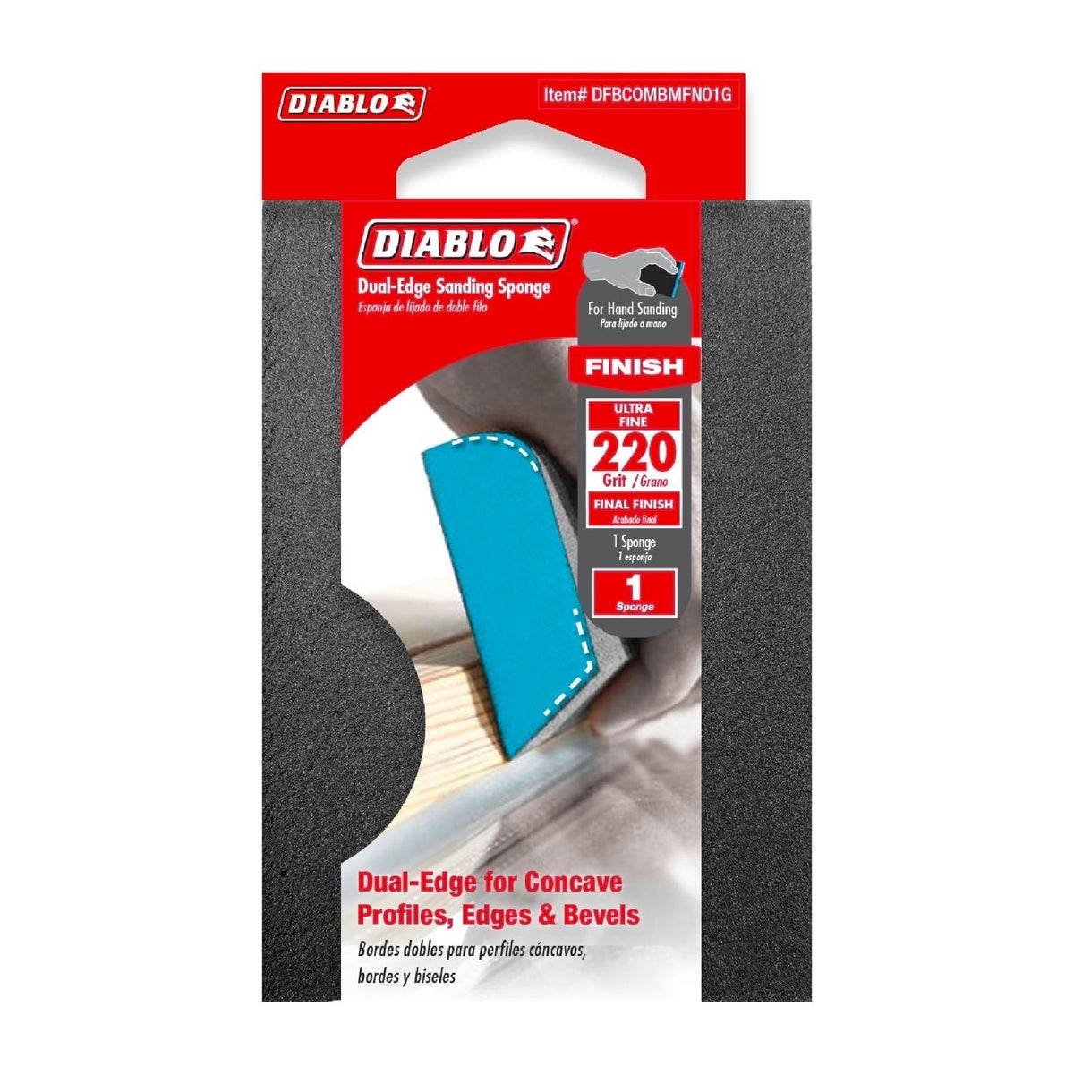 Diablo DFBCOMBMFN01G Dual-Edge 220-Grit (Ultra Fine) Sanding Sponge