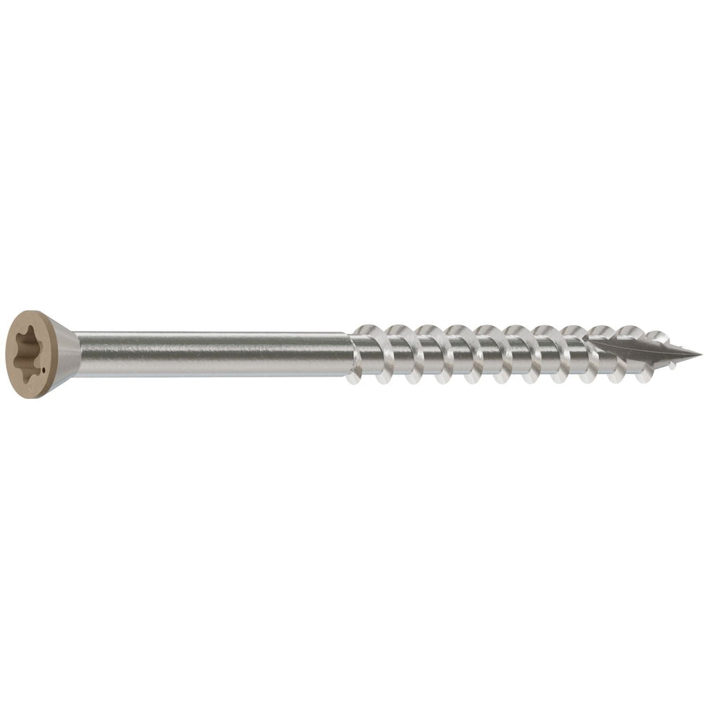 Simpson Strong-Tie T07225FT70TN02 Trim-Head Screw, 6-Lobe Drive, #7 x 2-1/4-in. T-15 Type 316, Tan 02, 70-Pack