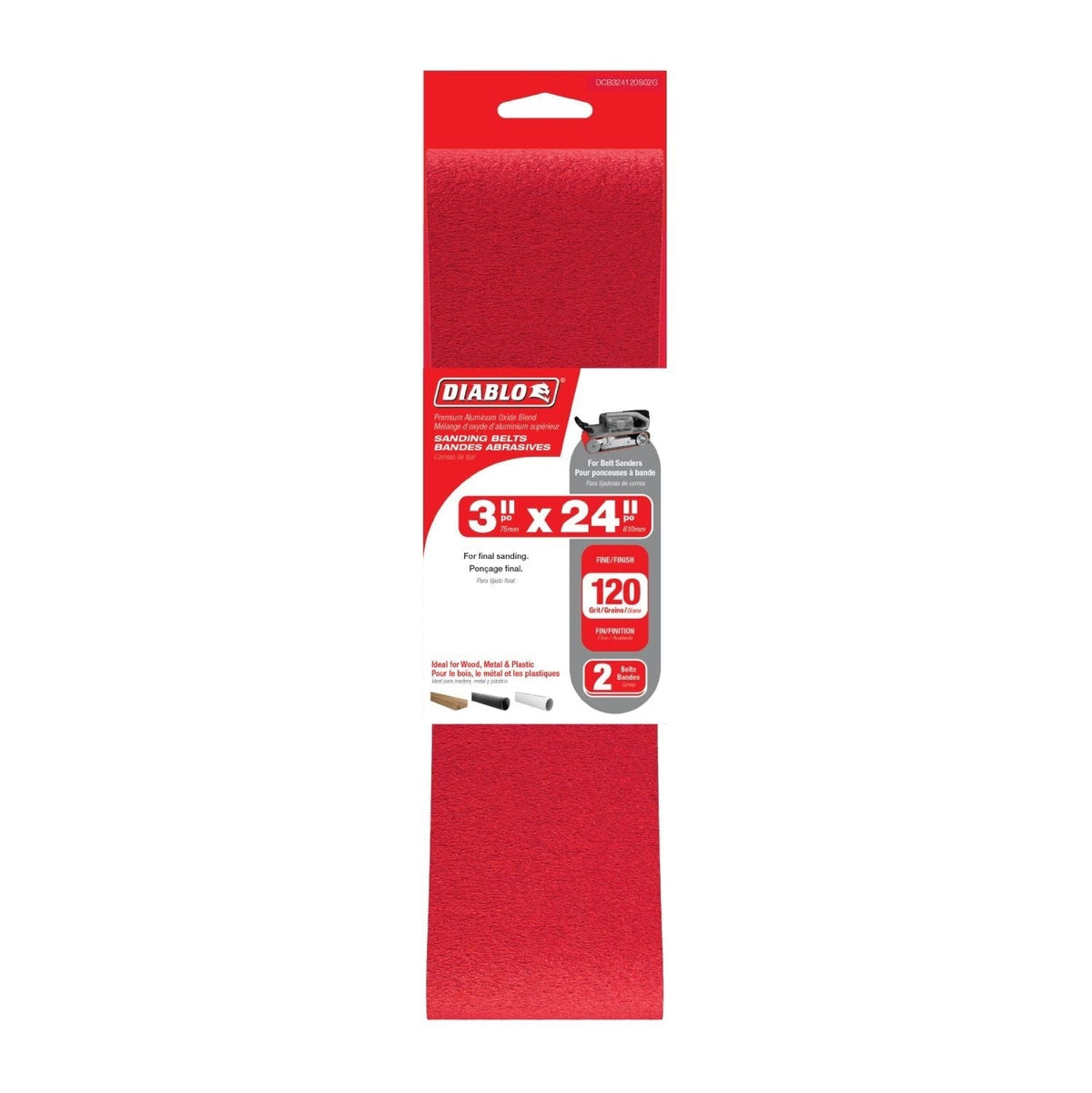 Diablo DCB424080S02G 4-in. x 24-in. 80-Grit Sanding Belts, 2-Pack