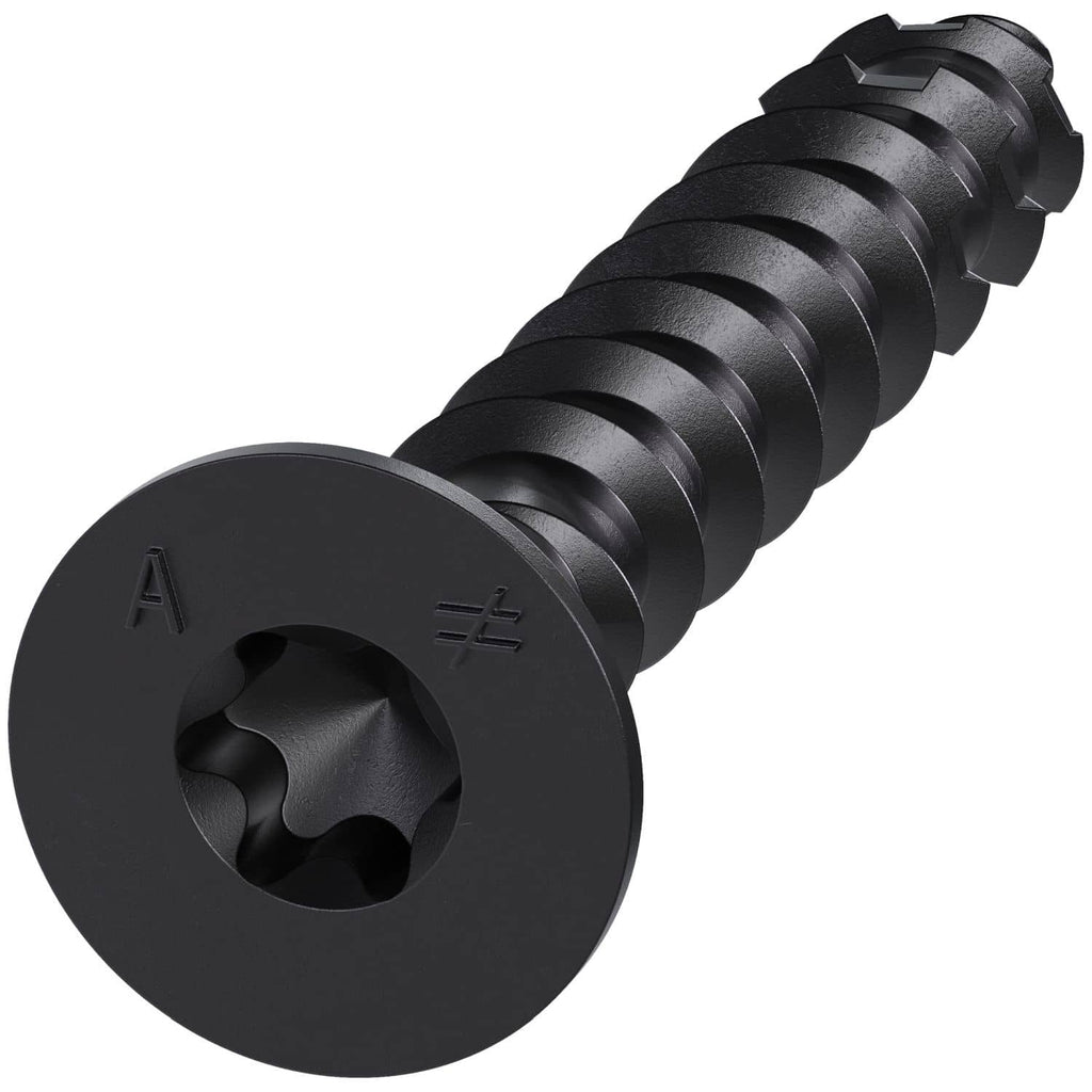 Simpson Strong-Tie TNTBL25134TF Titen Turbo, 1/4-in. x 1-3/4-in. 6-Lobe Flat-Head Concrete and Masonry Screw, Black, 100-Pack