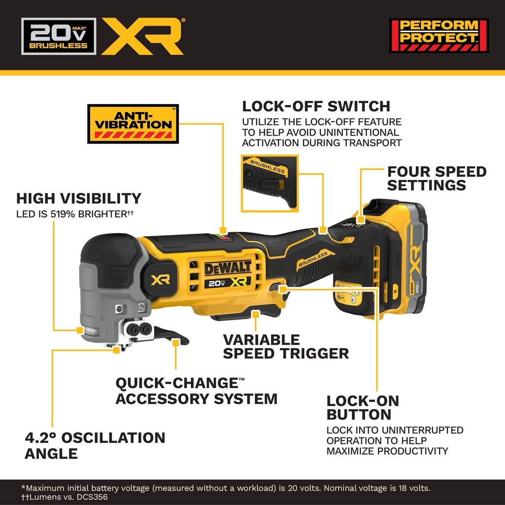 DEWALT 20V MAX* XR Oscillating Multi-Tool Powerstack 1.7Ah Kit (DCS359E1)