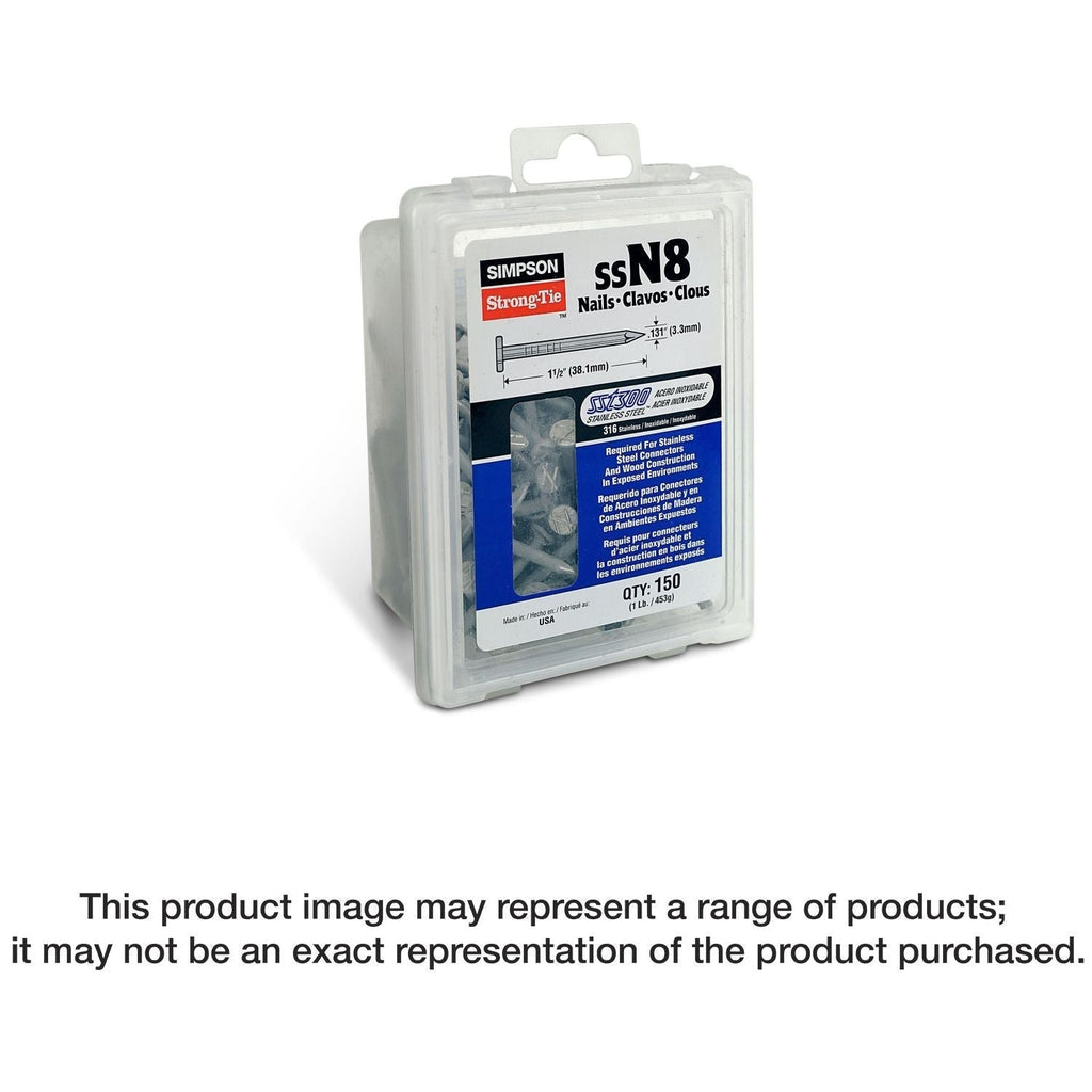 Simpson Strong-Tie S10CN1 Common Nail, Smooth Shank, 3-in. x .148-in. Type 304 Stainless Steel, 1-lb.