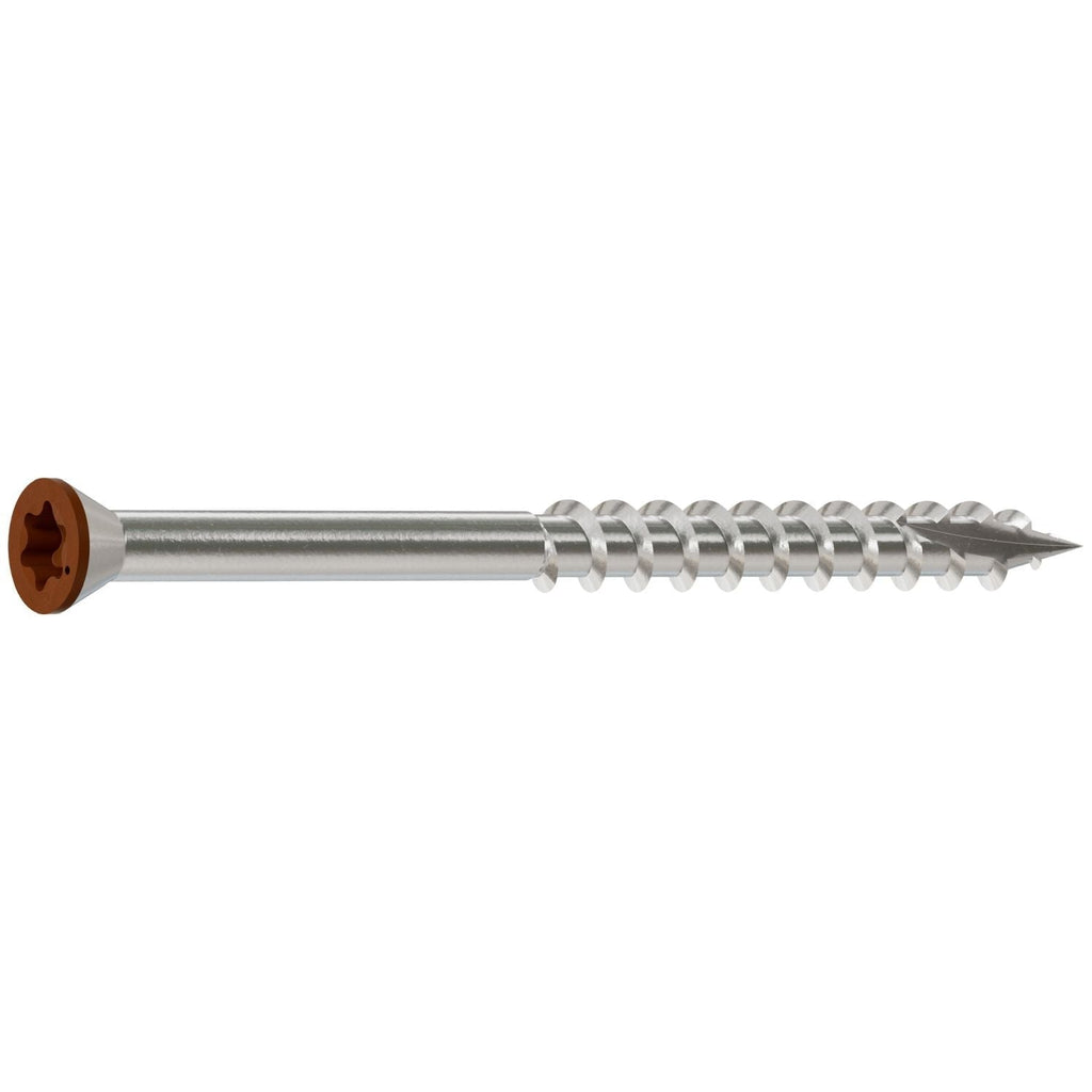 Simpson Strong-Tie T07225FT70TN01 Trim-Head Screw, 6-Lobe Drive, #7 x 2-1/4-in. T-15 Type 316, Tan 01, 70-Pack