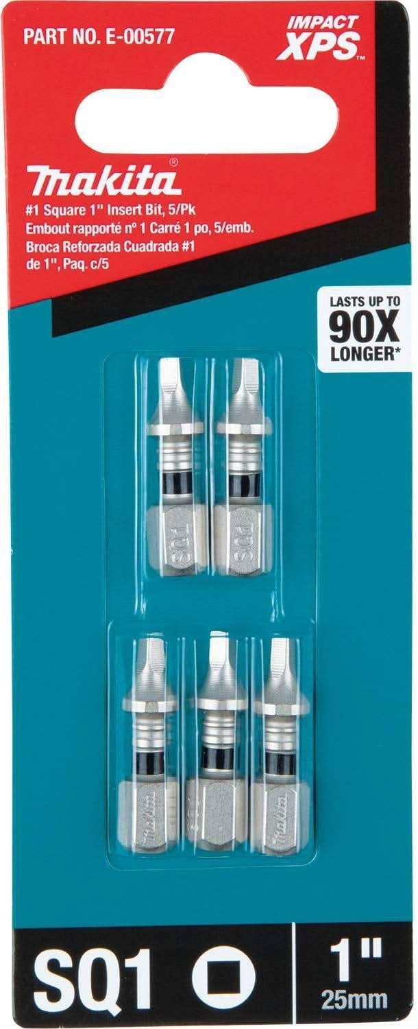 Makita E-00577 Impact XPS #1 Square 1" Insert Bit, 5/pk
