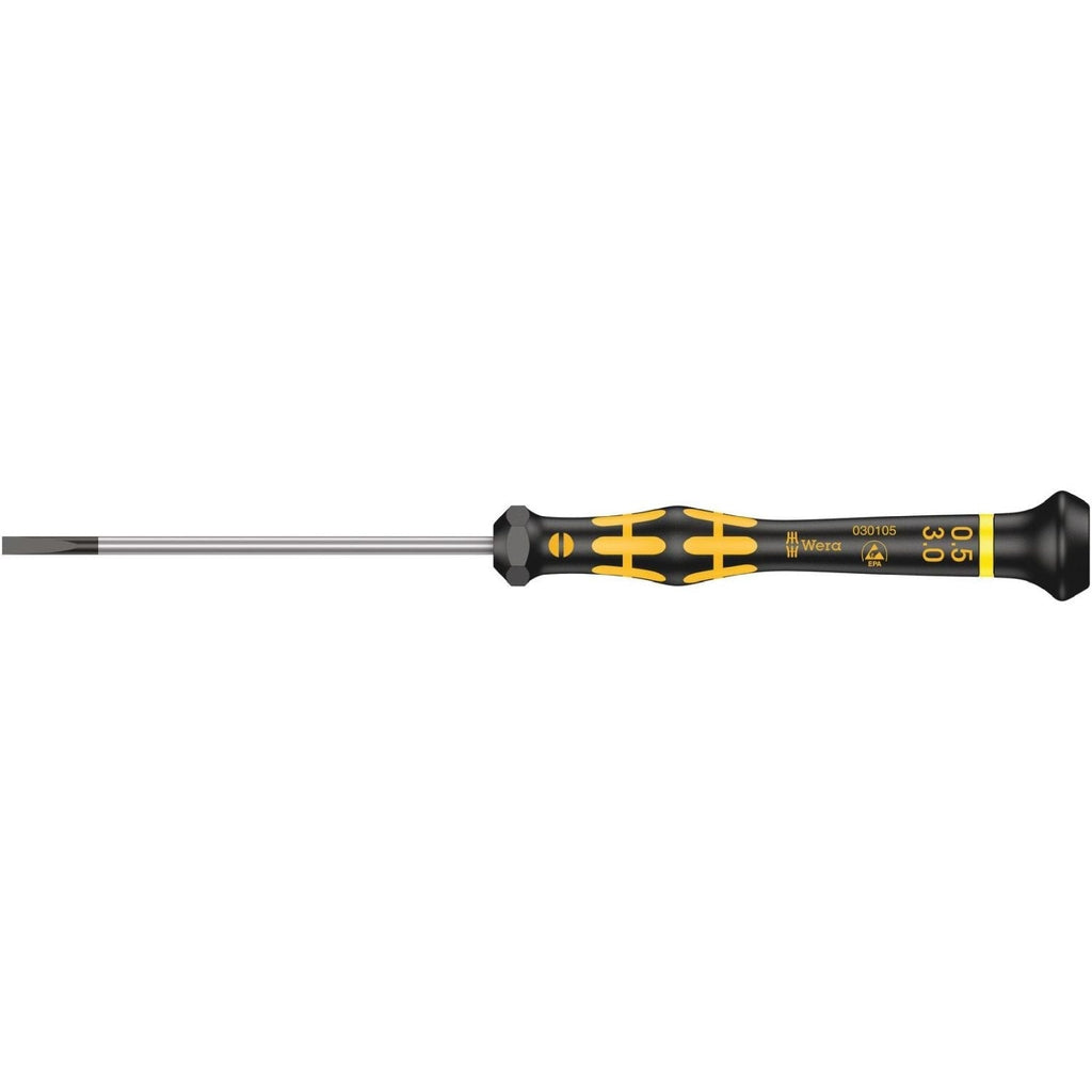 Wera 1578 A Esd Kraftform Micro Screwdriver For Slotted Screws, 0.50x3x80-mm.
