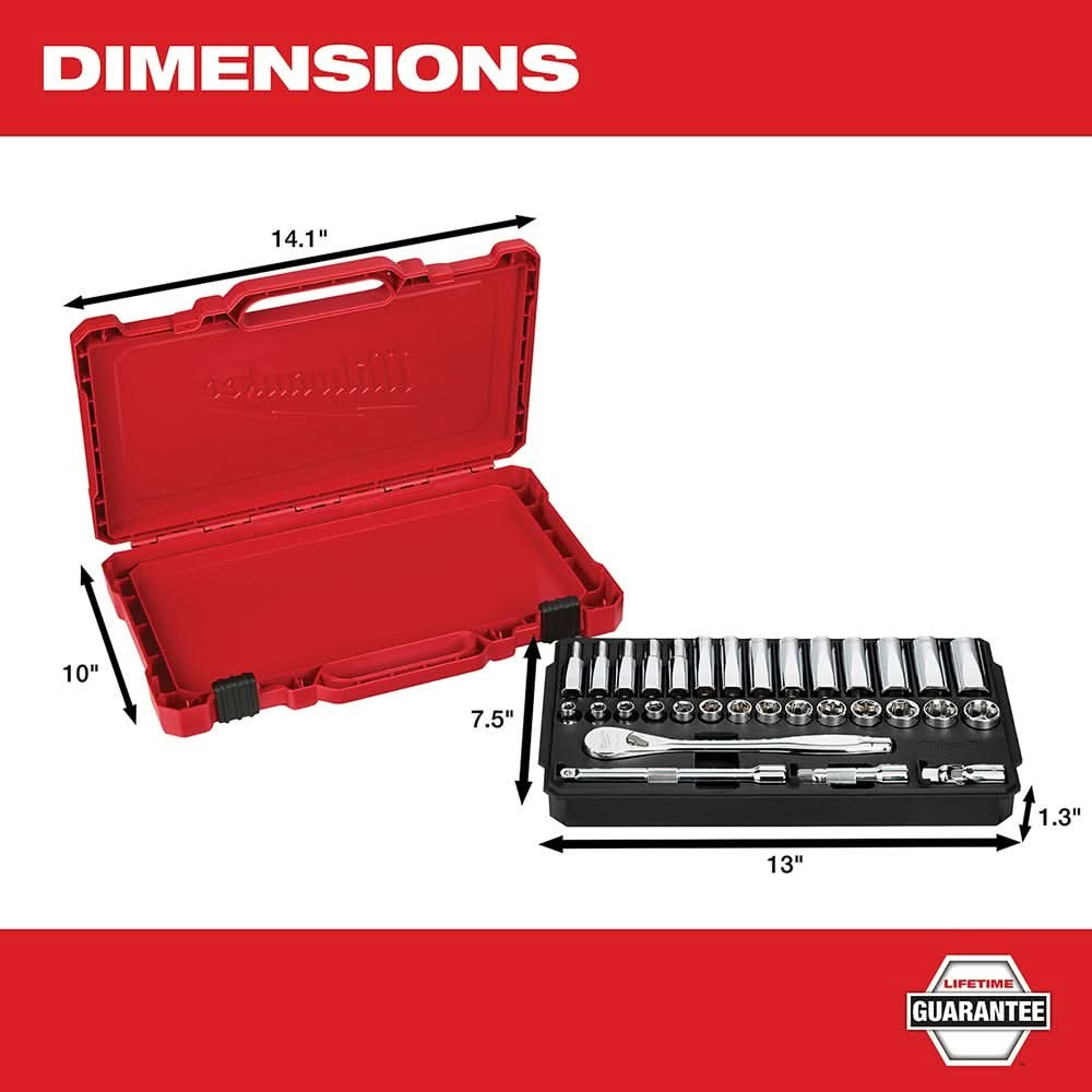 Milwaukee 48-22-9508 3/8" Drive 32-Piece Metric Ratchet & Socket Set