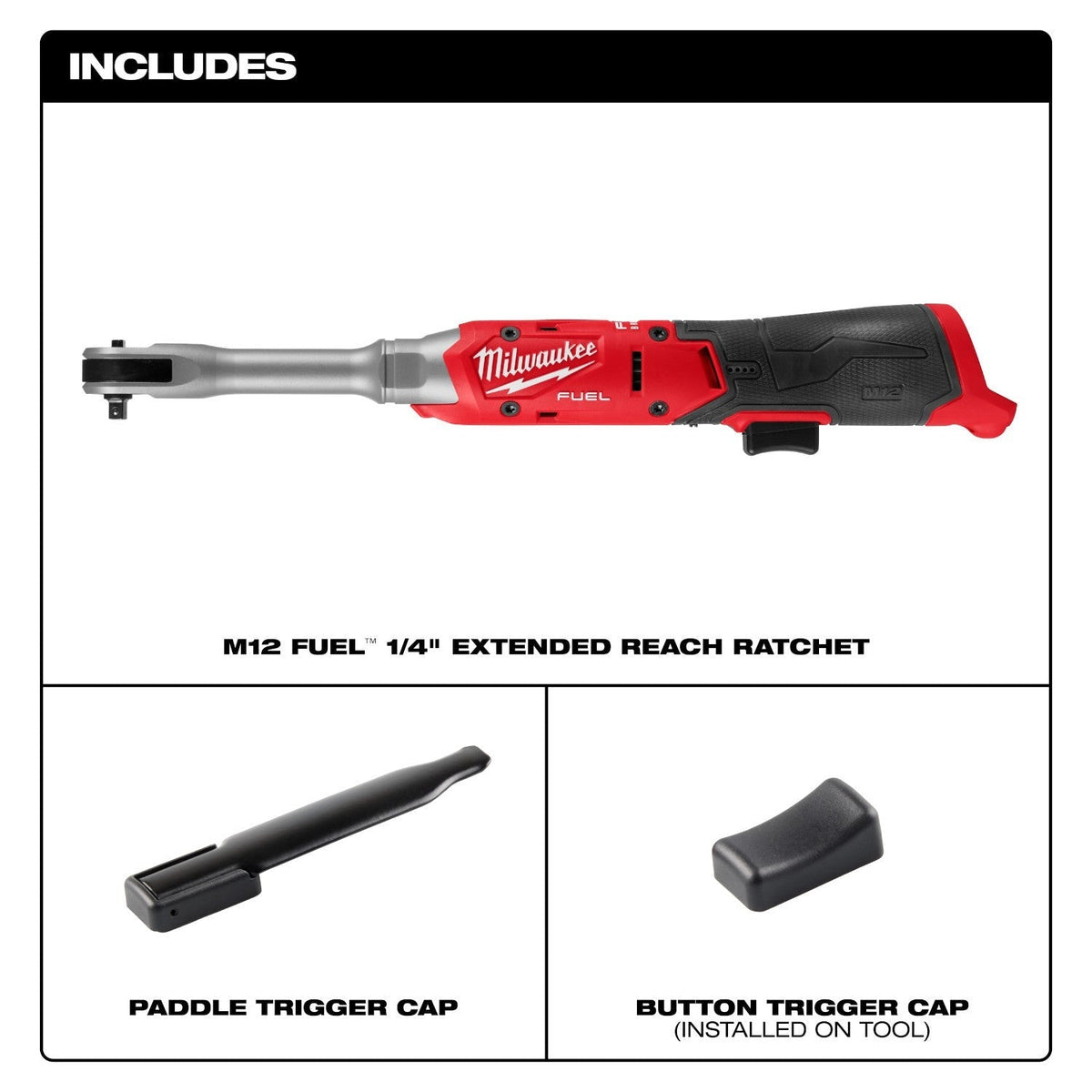 Milwaukee M12 FUEL 1/4-in. Extended Reach Ratchet (3058-20)