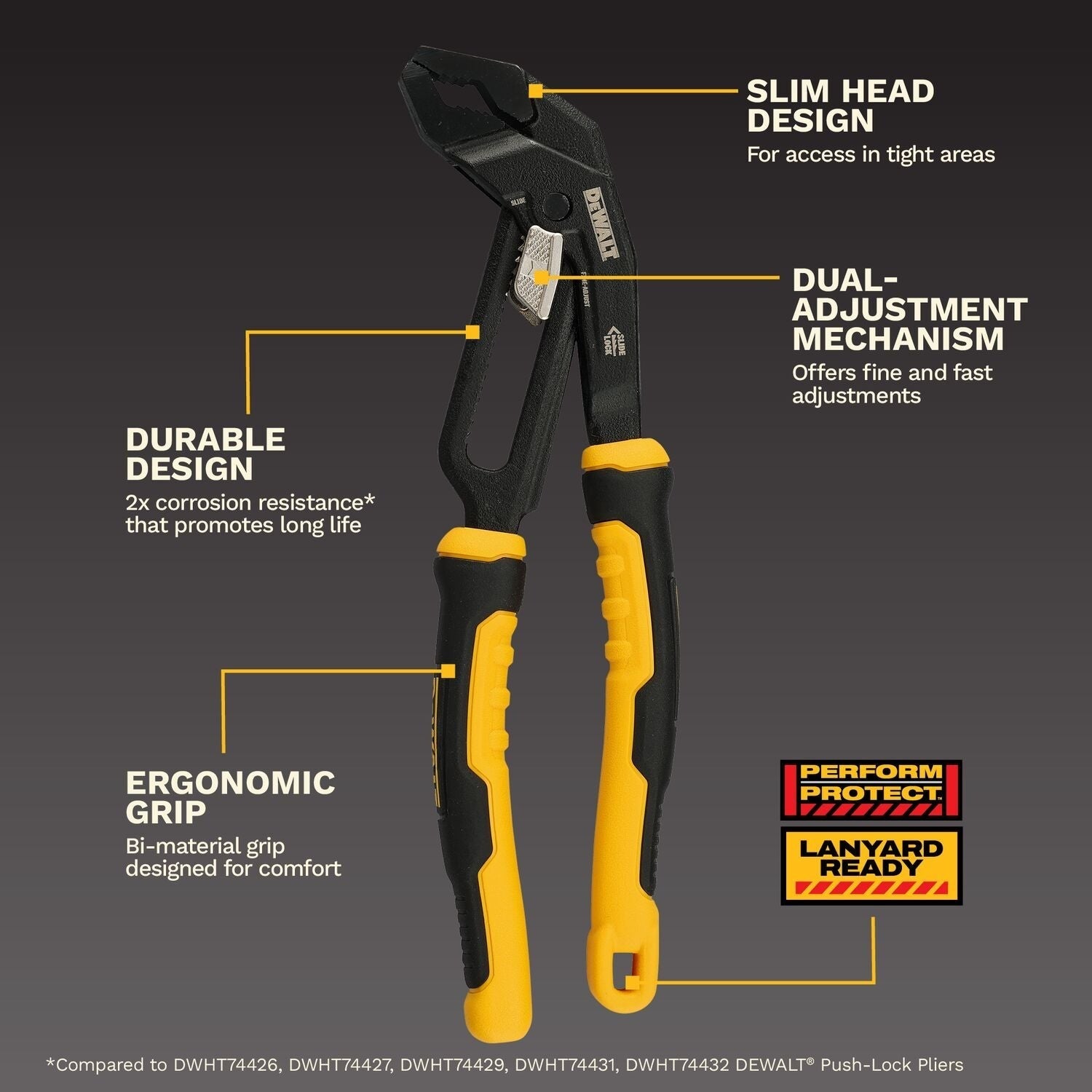 DeWALT DWHT82820 8-in. Slidelock V-Jaw Pliers