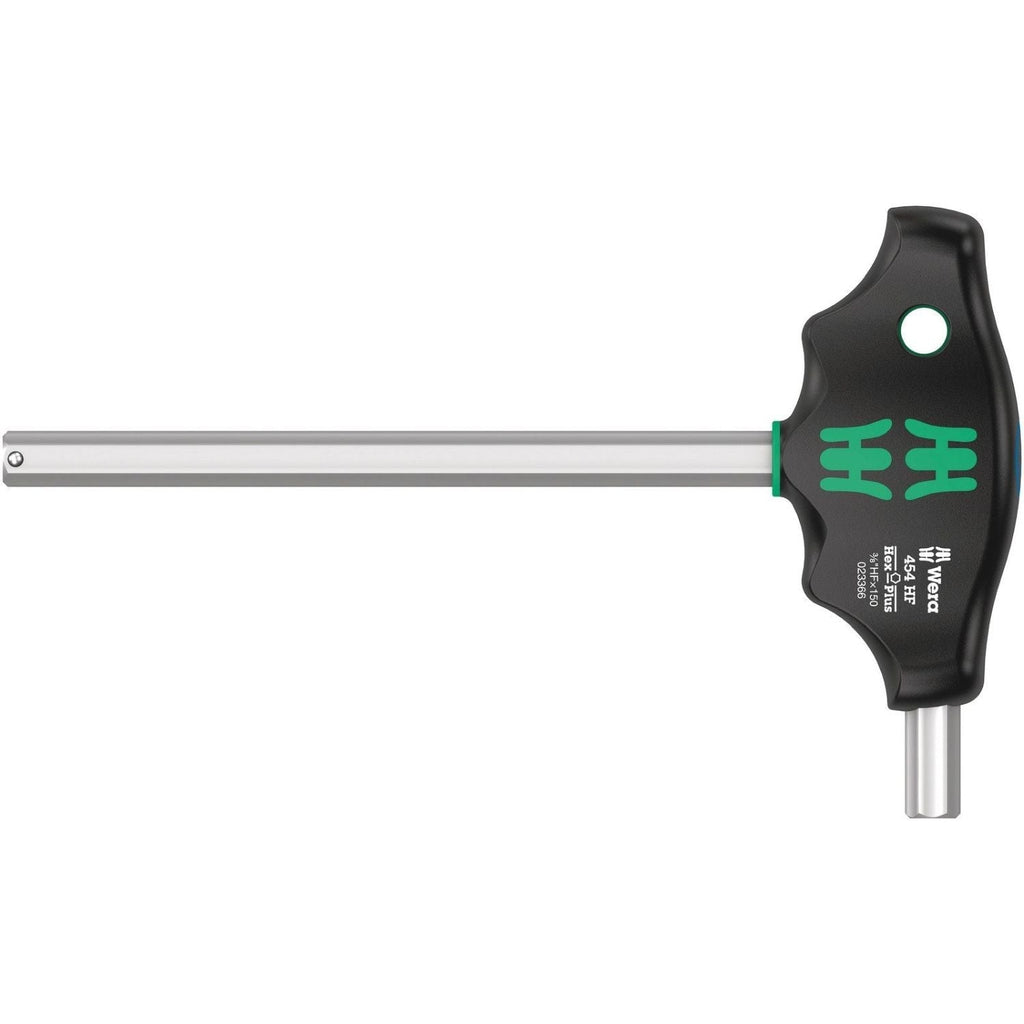 Wera 454 Hf T-Handle Hexagon Screwdriver Hex-Plus With Holding Function, Imperial, 3/8-in.x150-mm.