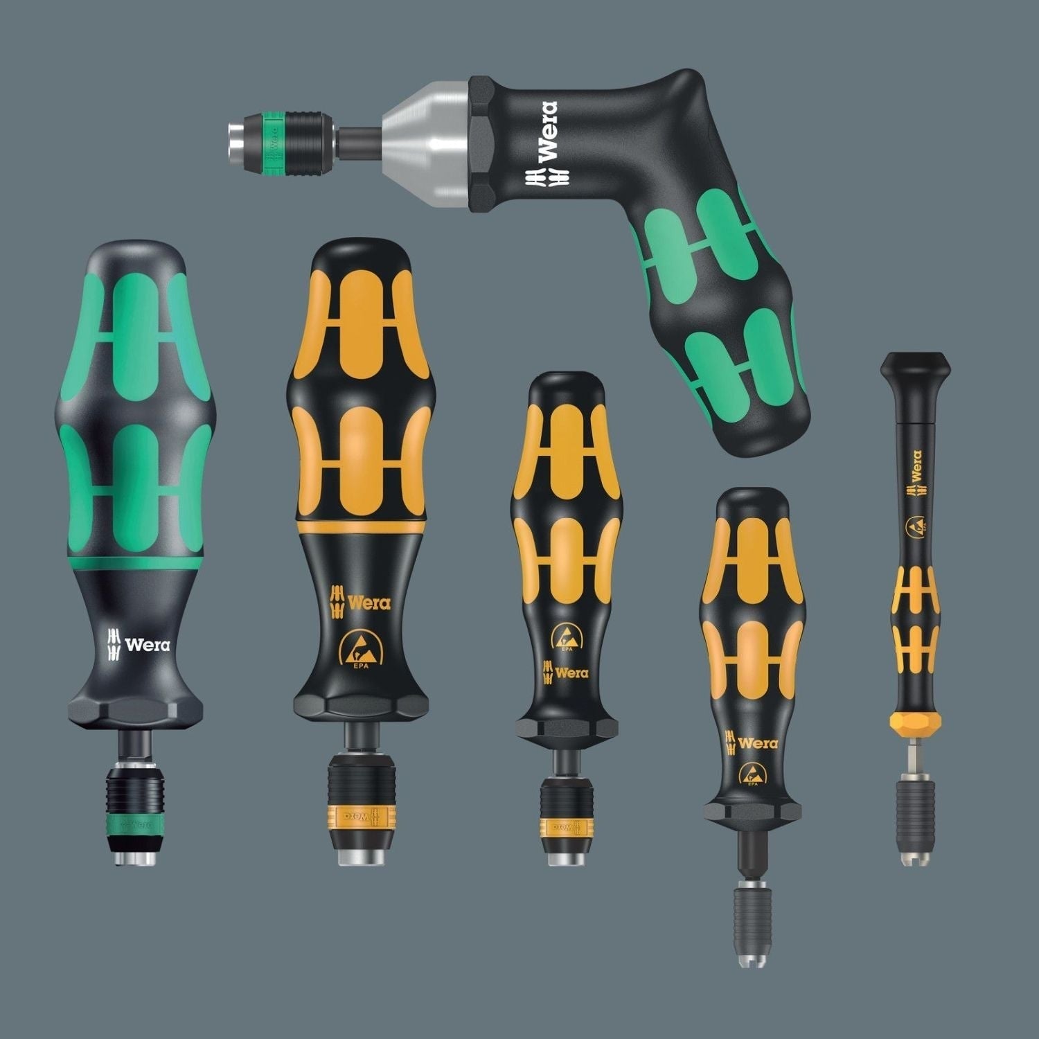 Wera 7400 Series Kraftform Torque Screwdrivers, With Factory Pre-Set Value (3.0-8.8 Nm) And Rapidaptor Quick-Release Chuck, Pistol Handle, 7463x4.0 Nmx4.0-8.8 Nm