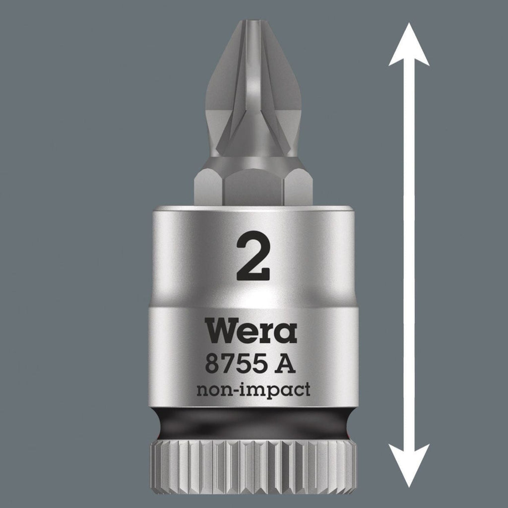 Wera 8755 A Pozidriv Zyklop Bit Socket, 1/4-in. Drive, Pz 3x28-mm.