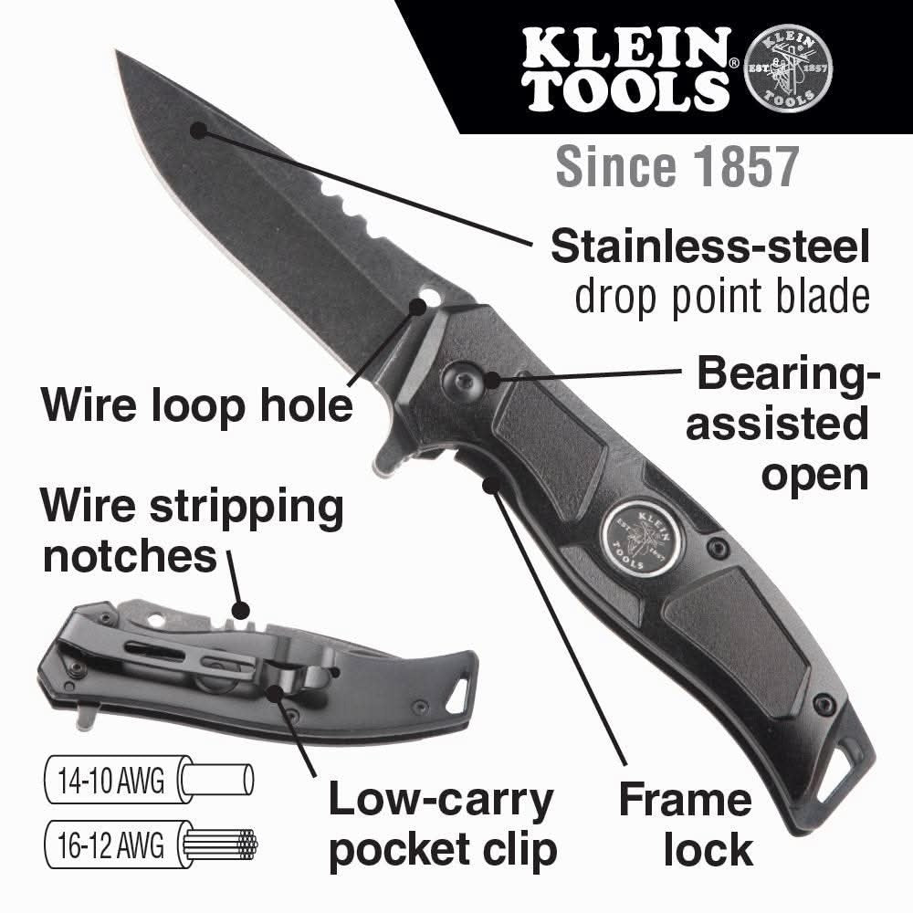 Klein 44228 Electricians Bearing-Assisted Open Pocket Knife