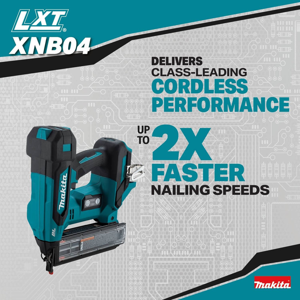 Makita XNB04Z 18V LXT Brushless Cordless 2-in. 18-Gauge Brad Nailer w/ (2) 4.0Ah Battery Starter Kit