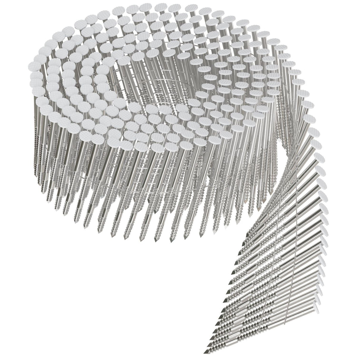 Simpson Strong-Tie S13A200CWH 15° Wire Coil, Painted Full Round Head, Ring-Shank Nail, 2-in. x .092-in. Type 304, White, 3600-Pack