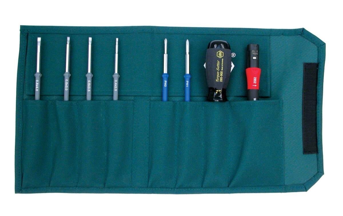 Wiha 28596 TorqueControl 8 Piece Slotted/Phillips Blade Set in Canvas Pouch