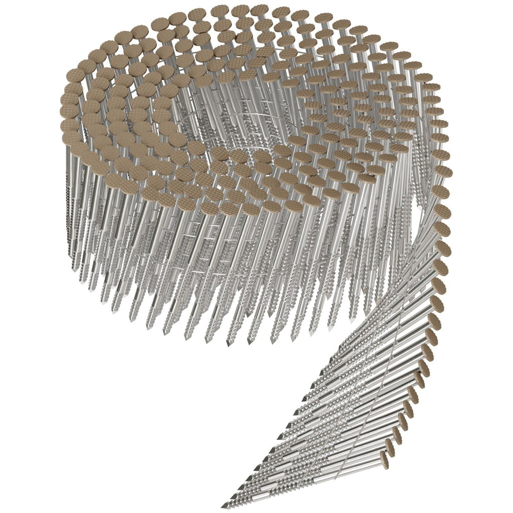 Simpson Strong-Tie S13A200CCT 15° Wire Coil, Painted Full Round Head, Ring-Shank Nail, 2-in. x .092-in. Type 304, Tan, 3600-Pack