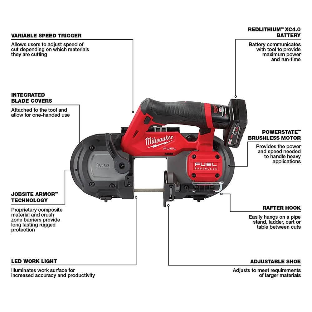 Milwaukee 2529-21XC M12 FUEL Compact Band Saw 4.0Ah + 5.0Ah Kit