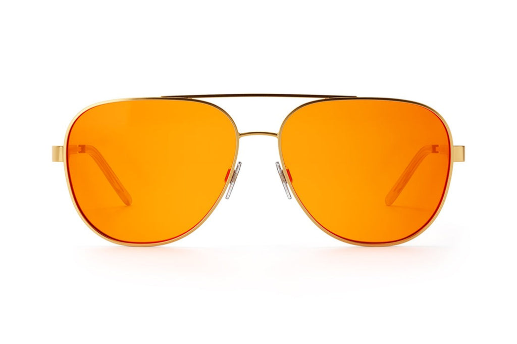 Heat Wave Incline Polished Gold Frame Amber Lens Sunglasses