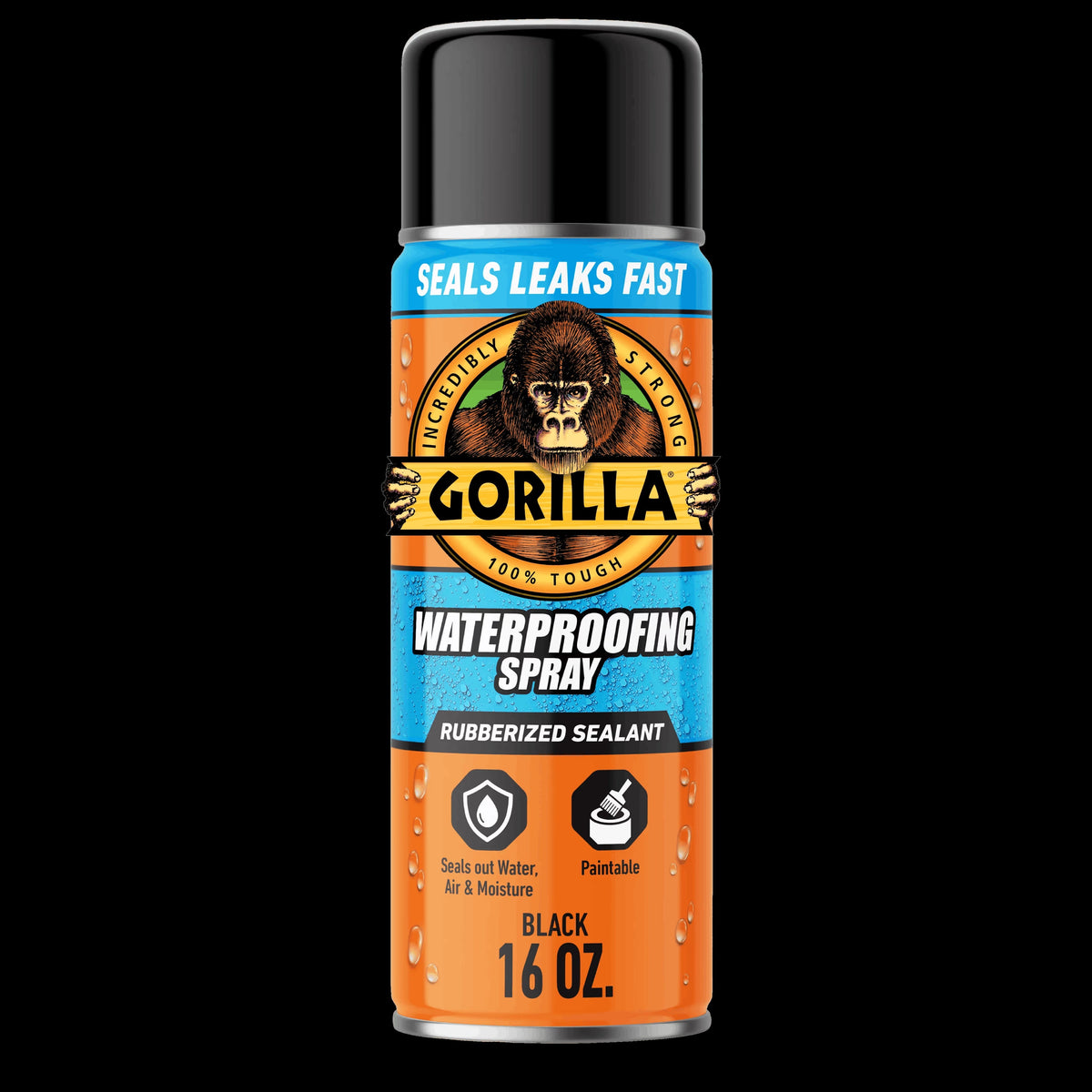 Gorilla Glue Waterproof Patch & Seal Spray, Black, 16-oz. (104052)
