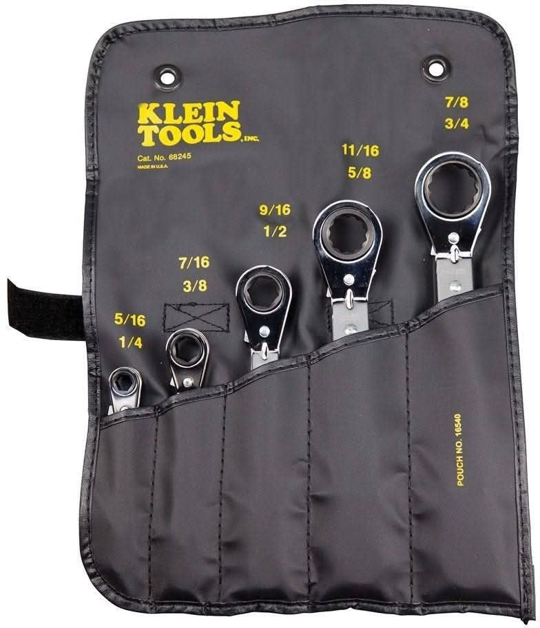 Klein 68245 Reversible Ratcheting Box Wrench Set, 5-Piece