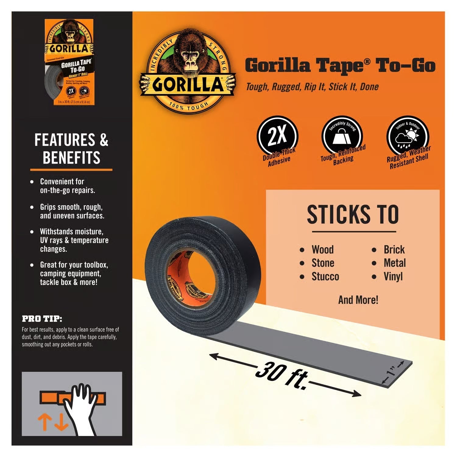 Gorilla Glue Handy Roll Tape-to Go, 1-in. x 30-ft. (6100109)
