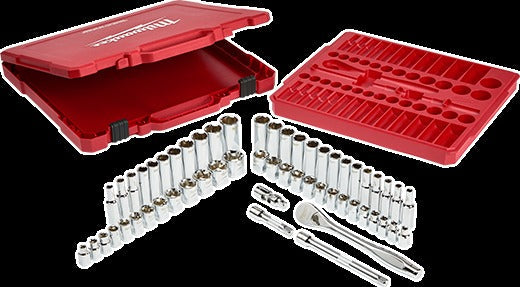 Milwaukee 48-22-9010 1/2" Drive 47-Piece SAE/Metric Ratchet And Socket Set and 3/8" Drive 56-Piece Ratchet & Socket Set