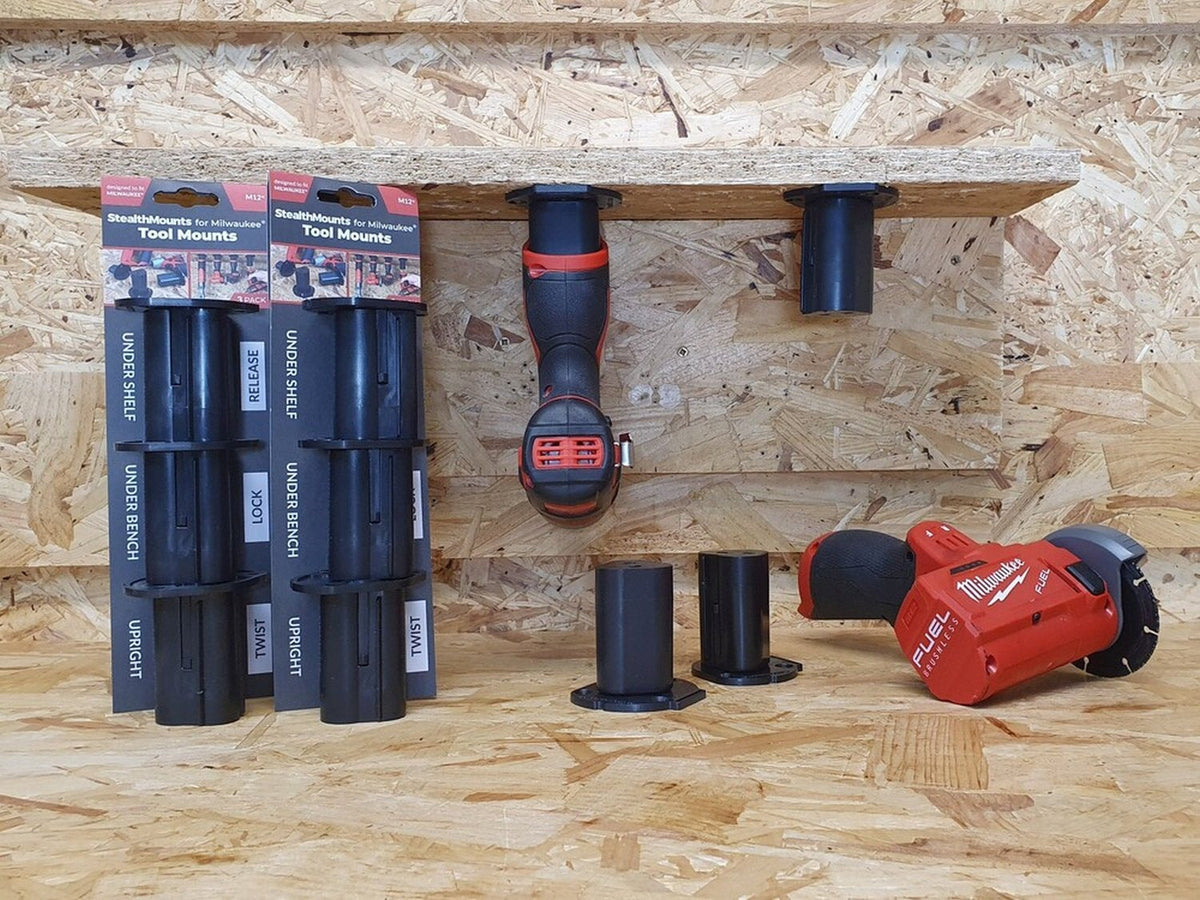 StealthMounts Tool Mounts for Milwaukee M12 Black, 3-Pack