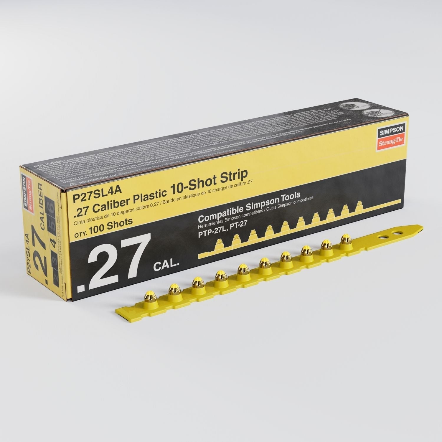 Simpson Strong-Tie P27SL4A P27SL 0.27-Caliber Plastic, 10-Shot Strip Loads, Yellow - Imported, 100-Pack