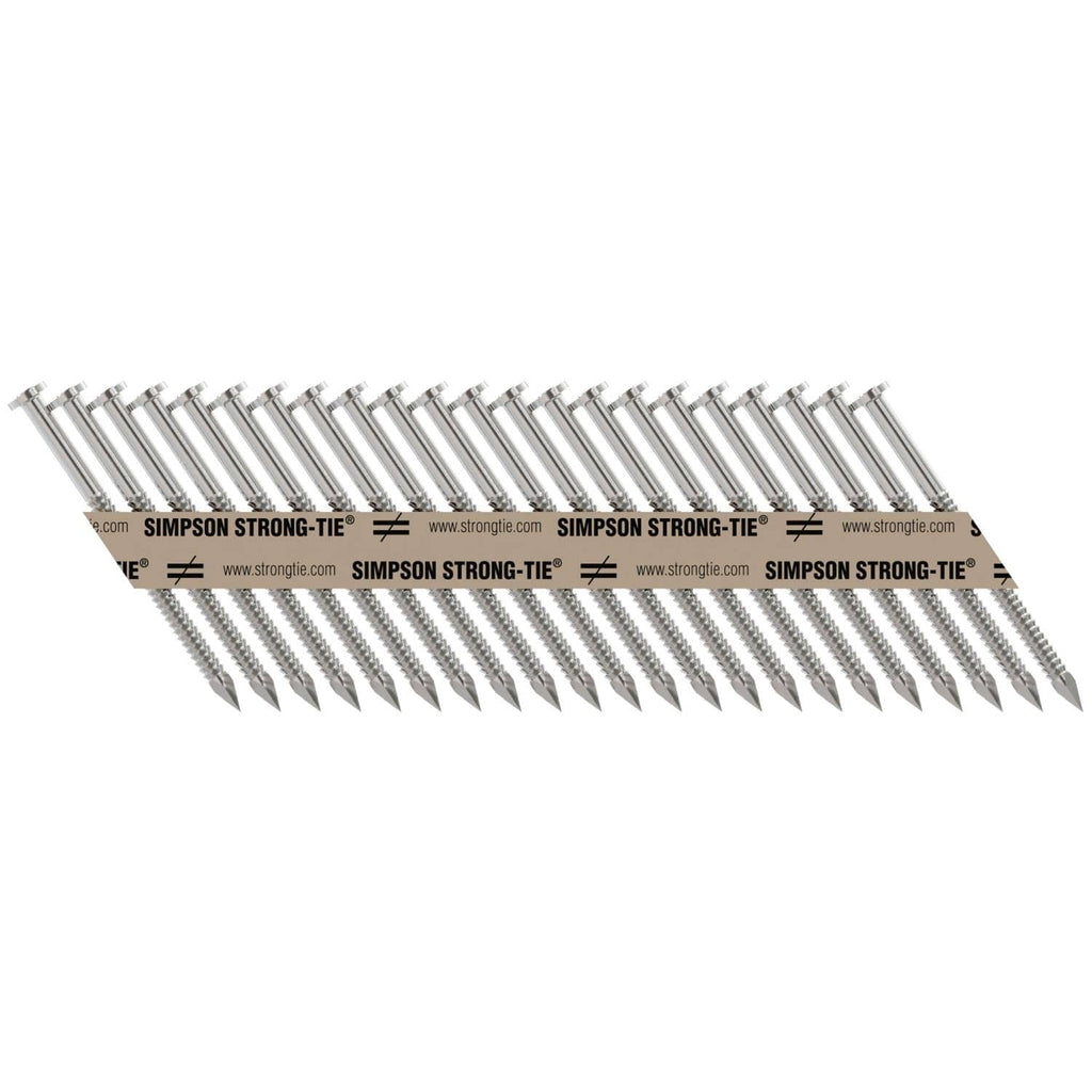 Simpson Strong-Tie T9A250MCN Strong-Drive 33° SCNR RING-SHANK CONNECTOR Nail, 2-1/2-in. x .148-in. Type 316, 1000-Pack