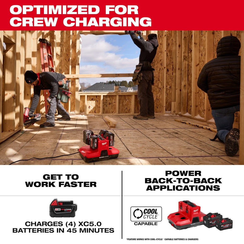Milwaukee M18 & M12 Four Bay Simultaneous Super Charger w/ PACKOUT Compatibility (48-59-1818)