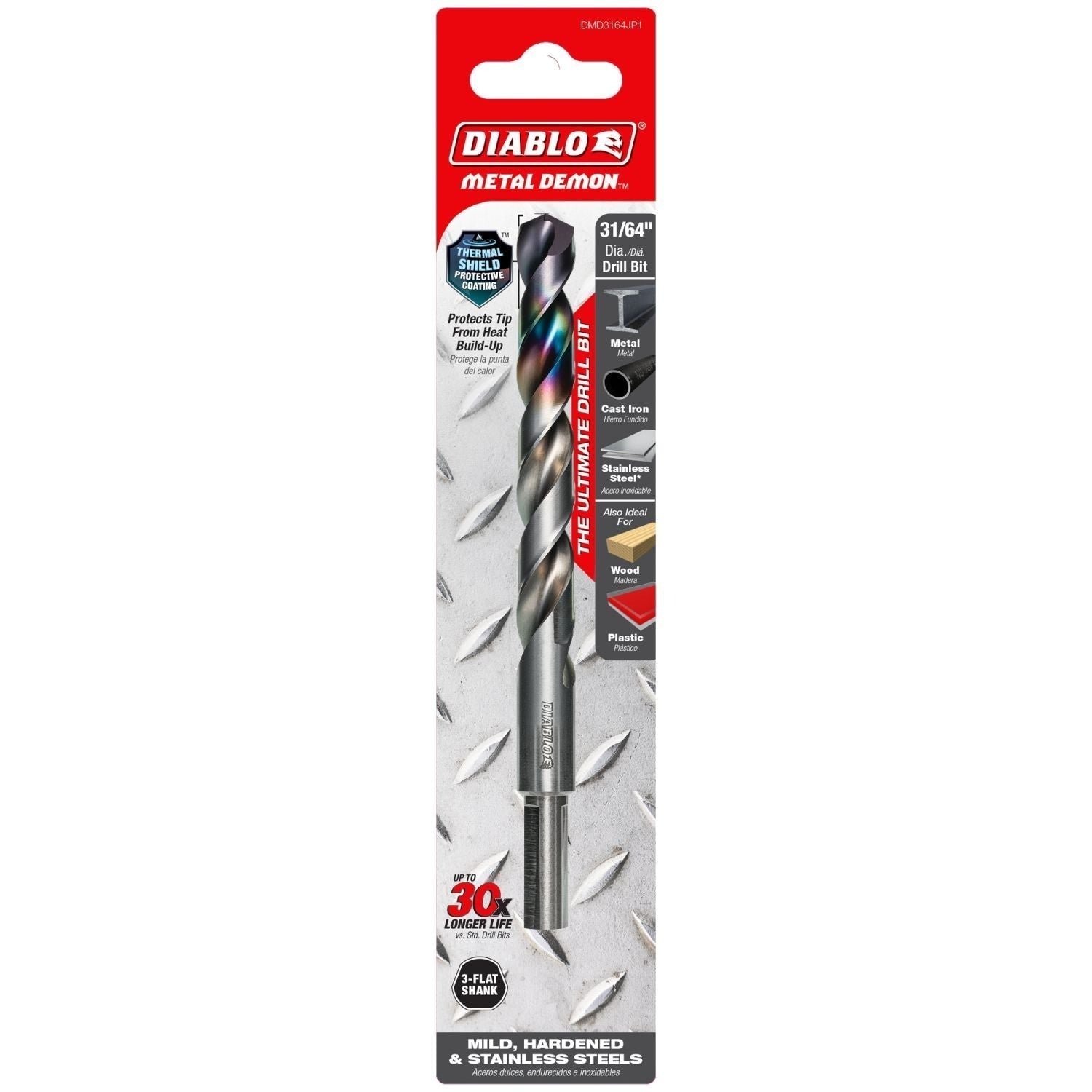 Diablo DMD3164JP1 31/64-in. Metal Demon Drill Bit for Mild, Hardened and Stainless Steels