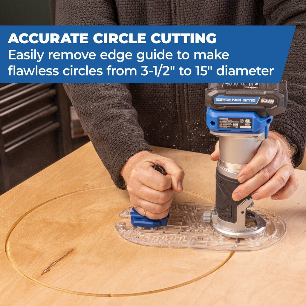 Kreg Trim Router Edge Guide Router Accessory for Dados, Grooves, and Circle Cuts (KRTBP150)