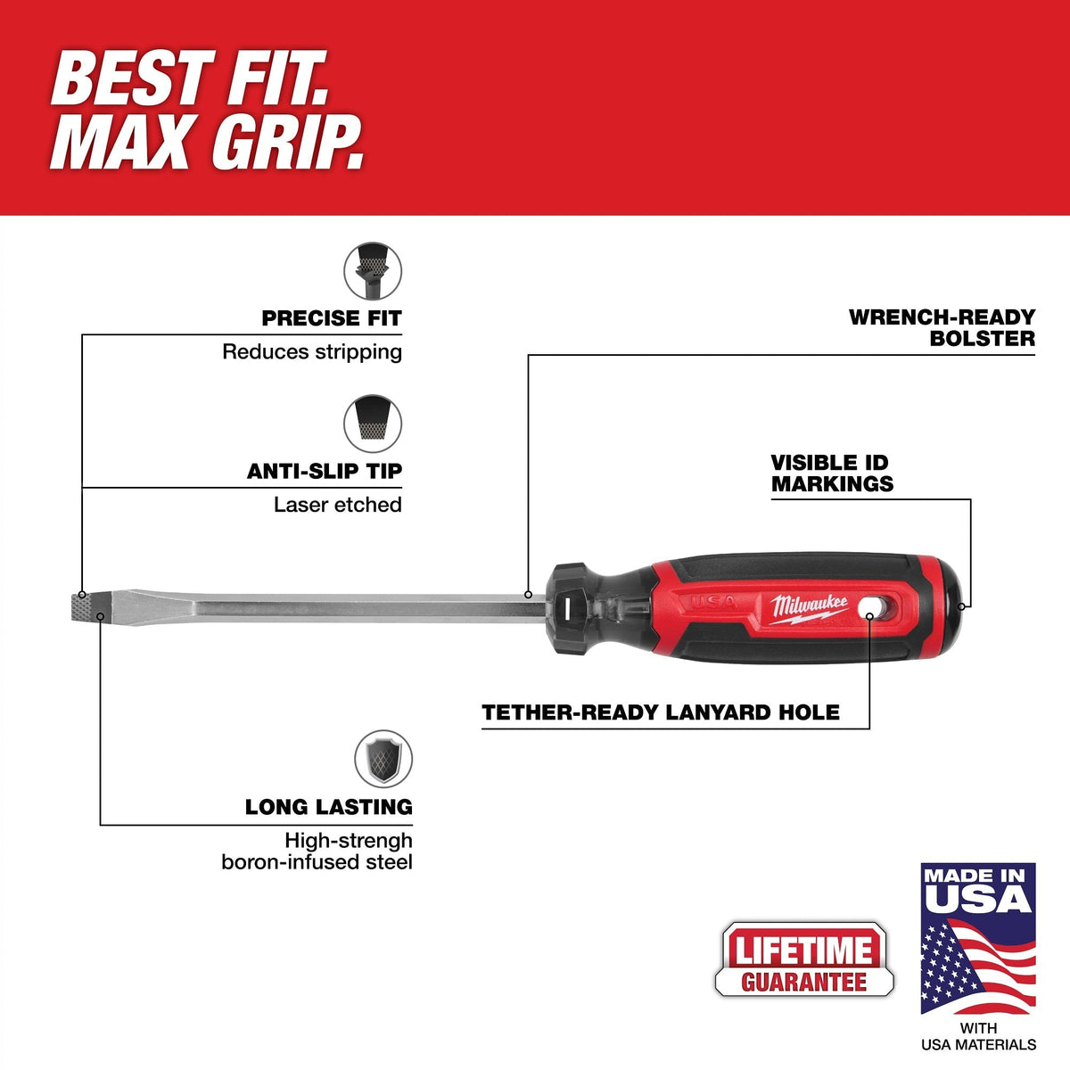 Milwaukee 5/16-in. Slotted 6-in. Cushion Grip Screwdriver (MT207H)