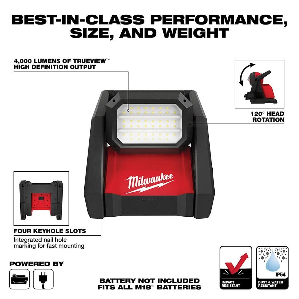 Milwaukee M18 ROVER Dual Power Flood Light + 5.0Ah Battery 2-Pack