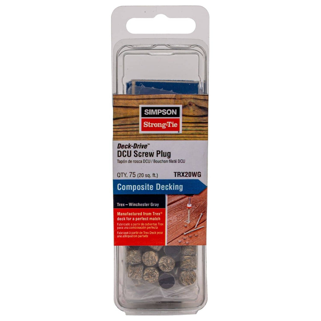 Simpson Strong-Tie TRX20WG Deck-Drive DCU Screw Plug, Trex Winchester Gray, 75-Pack