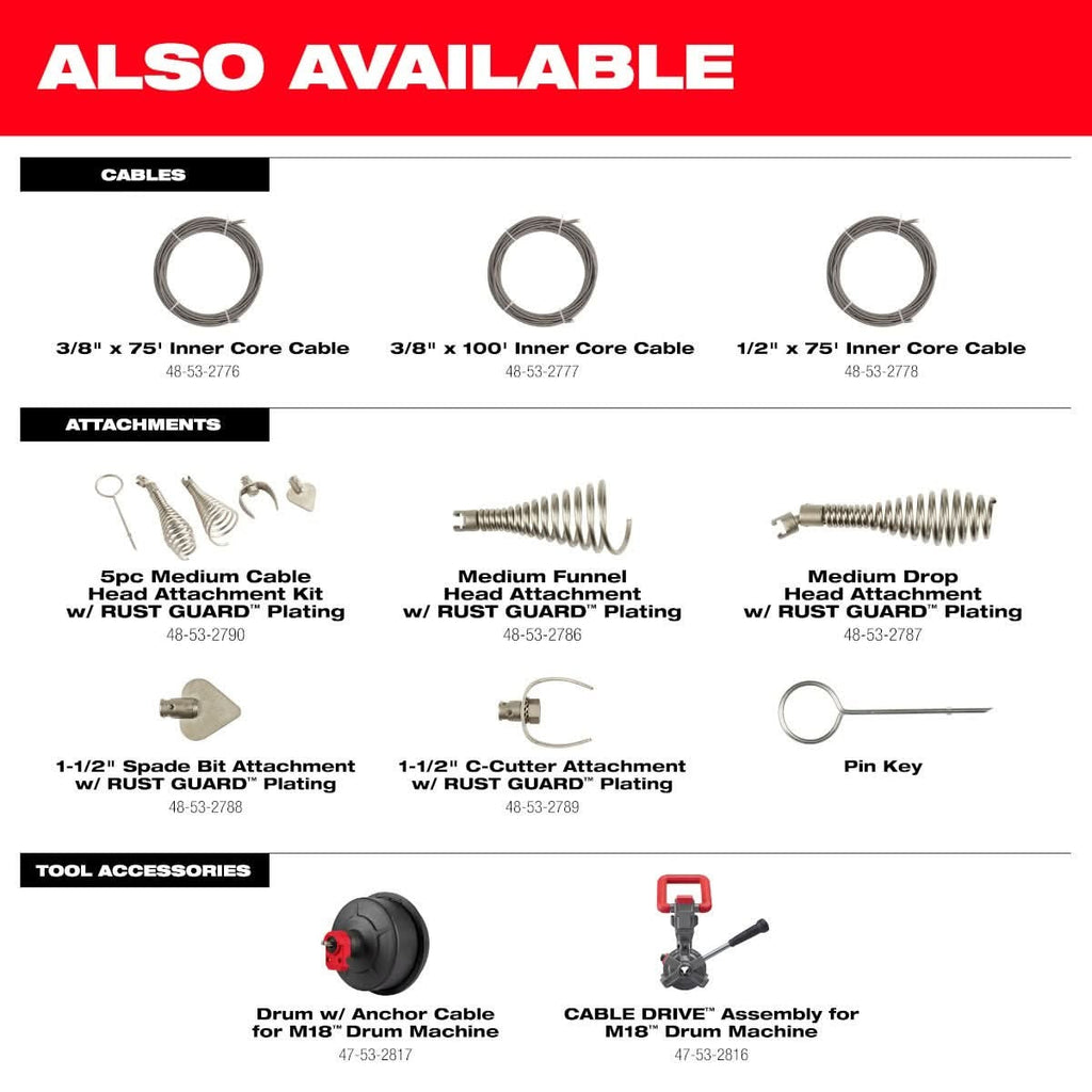 Milwaukee 2817A-21 M18 Drum Machine with 3/8-in Cable 4.0 Ah Kit