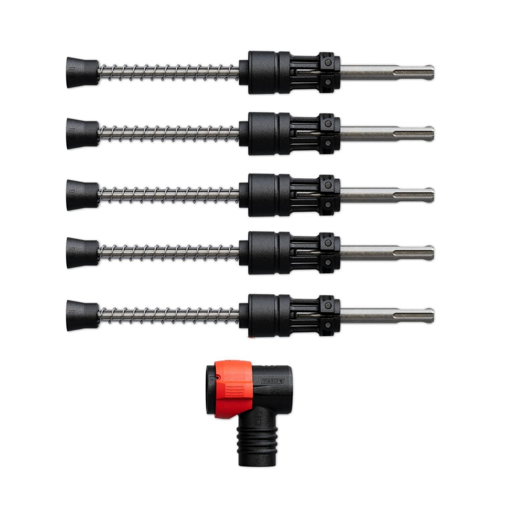 Diablo DMAPLA4420-S6 3/8-in. x 4-in. x 9-in. AMPED Rebar Demon SDS-Plus 4-Cutter Full Carbide Head Dust Extraction Hammer Drill Bit, 5-Pack