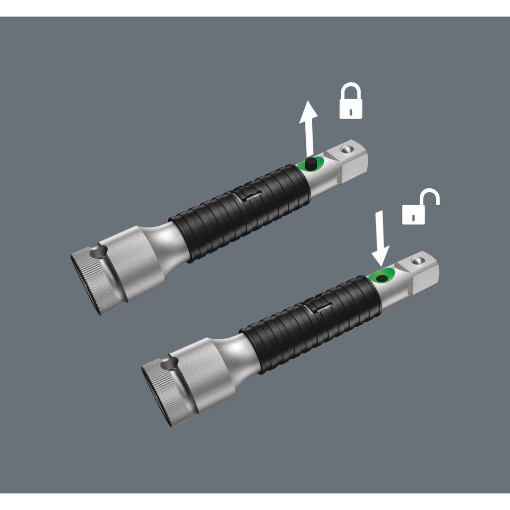 Wera 8796 Lc Zyklop "Flexible-Lock-in. Extension With Free-Turning Sleeve, Long, 1/2-in., 1/2-in.x250-mm.