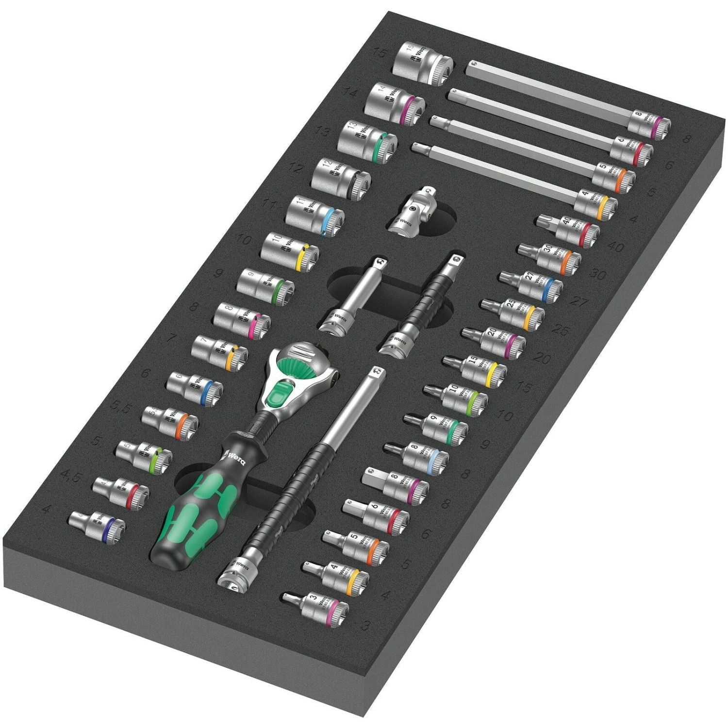 Wera 9720 Foam Insert 8000 A Zyklop 1/4-in. Ratchet Set 1, 37-Pieces