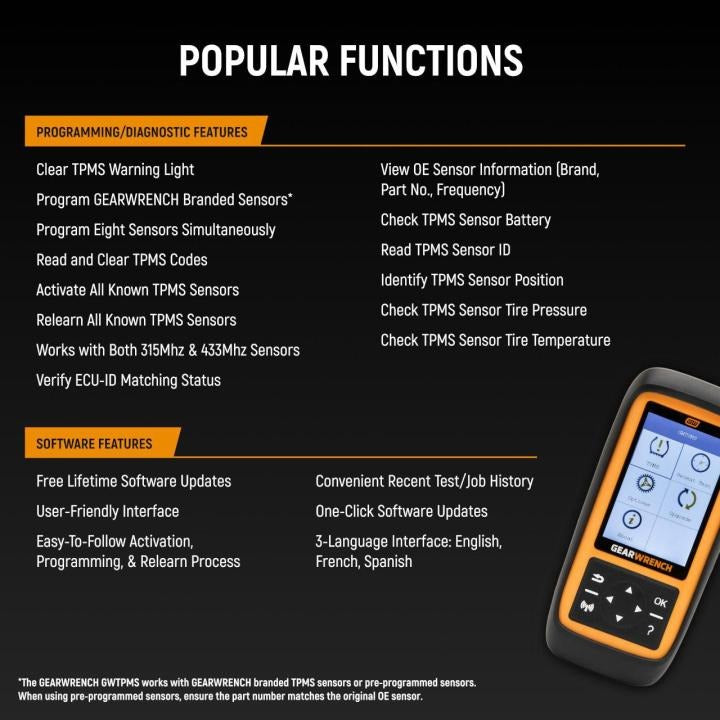 Gearwrench GWTPMS Universal Tire Pressure Monitoring System Programming & Diagnostic Tool