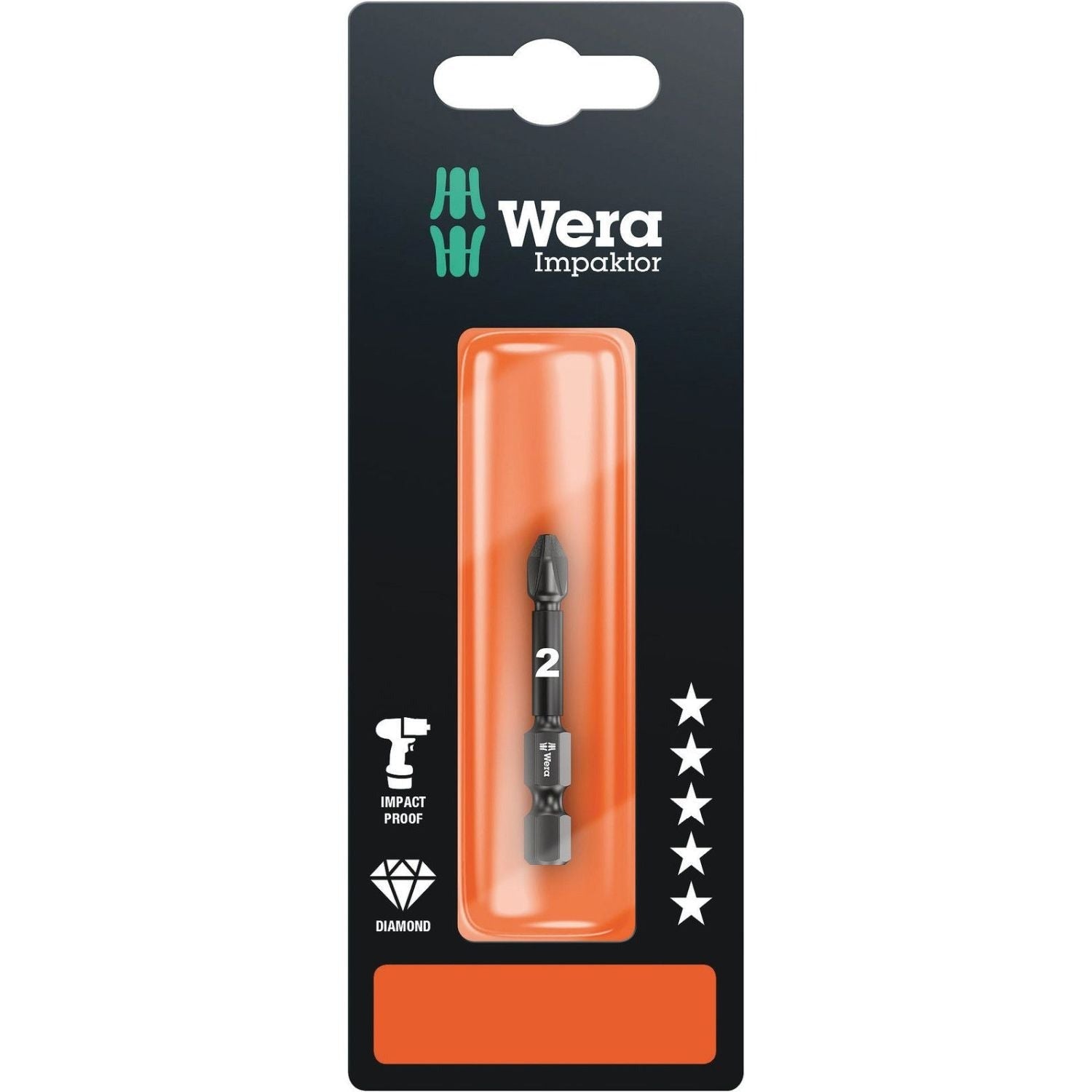 Wera 855/4 Imp Dc Impaktor Bit SB, Pz 2x50-mm.