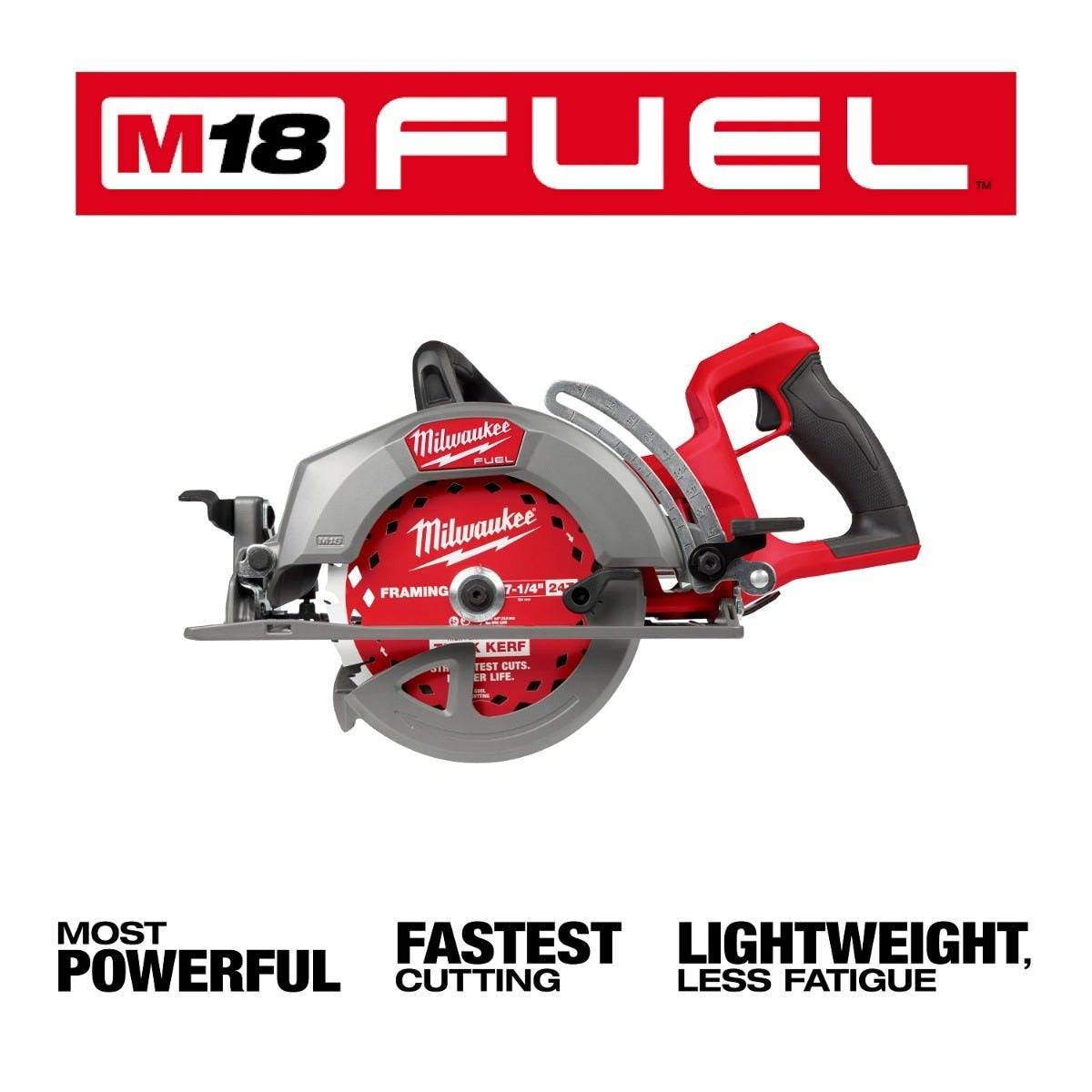 Milwaukee 2930-20 M18 FUEL 7-1/4-in. Rear Handle Circular Saw + M18 REDLITHIUM HIGH OUTPUT XC 6.0Ah Battery 2-Pack