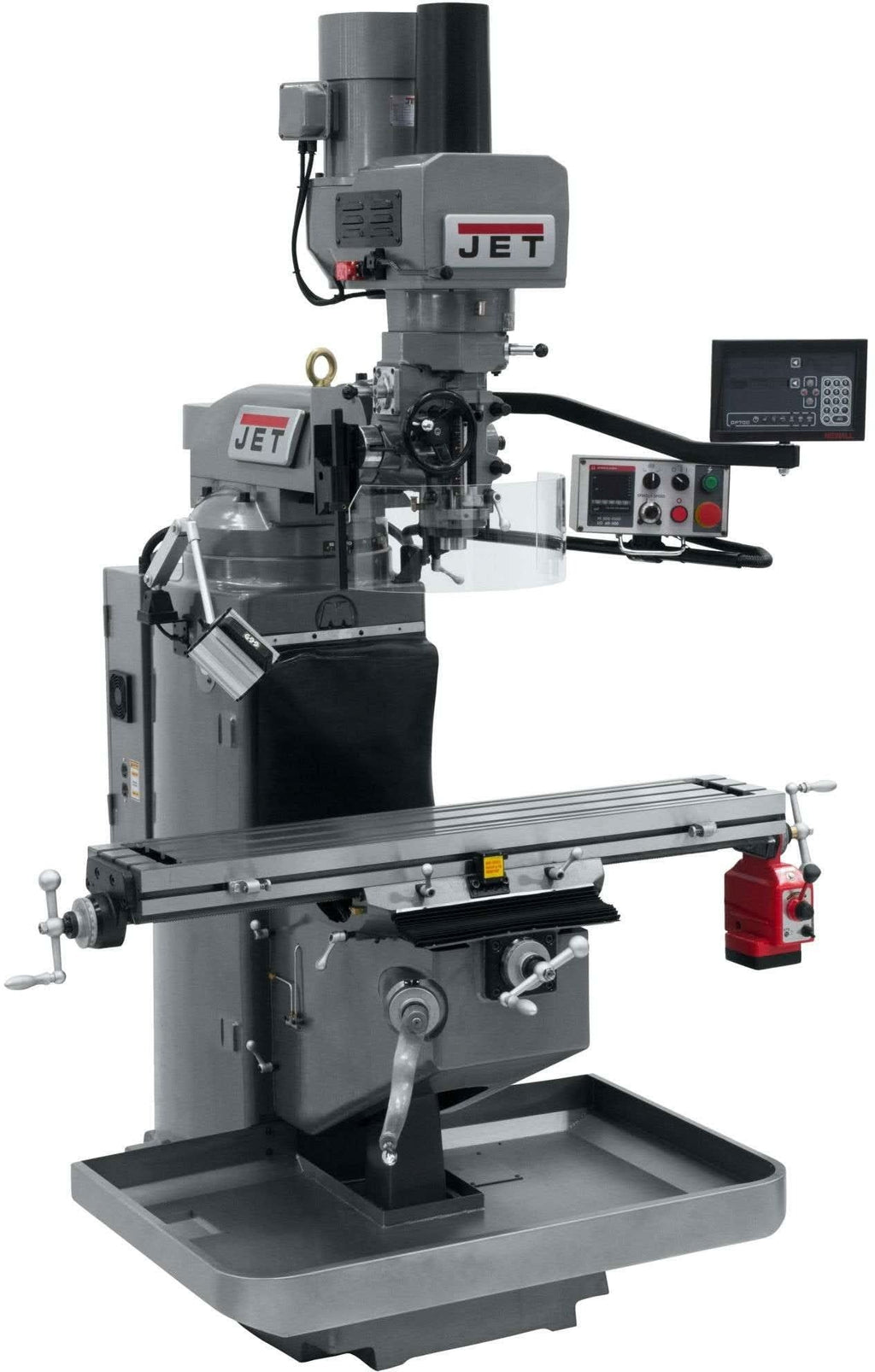 Jet Tools 690546 JTM-949EVS Mill With 3-Axis Newall DP700 DRO (Quill) With X-Axis Powerfeed and Air Powered Draw Bar